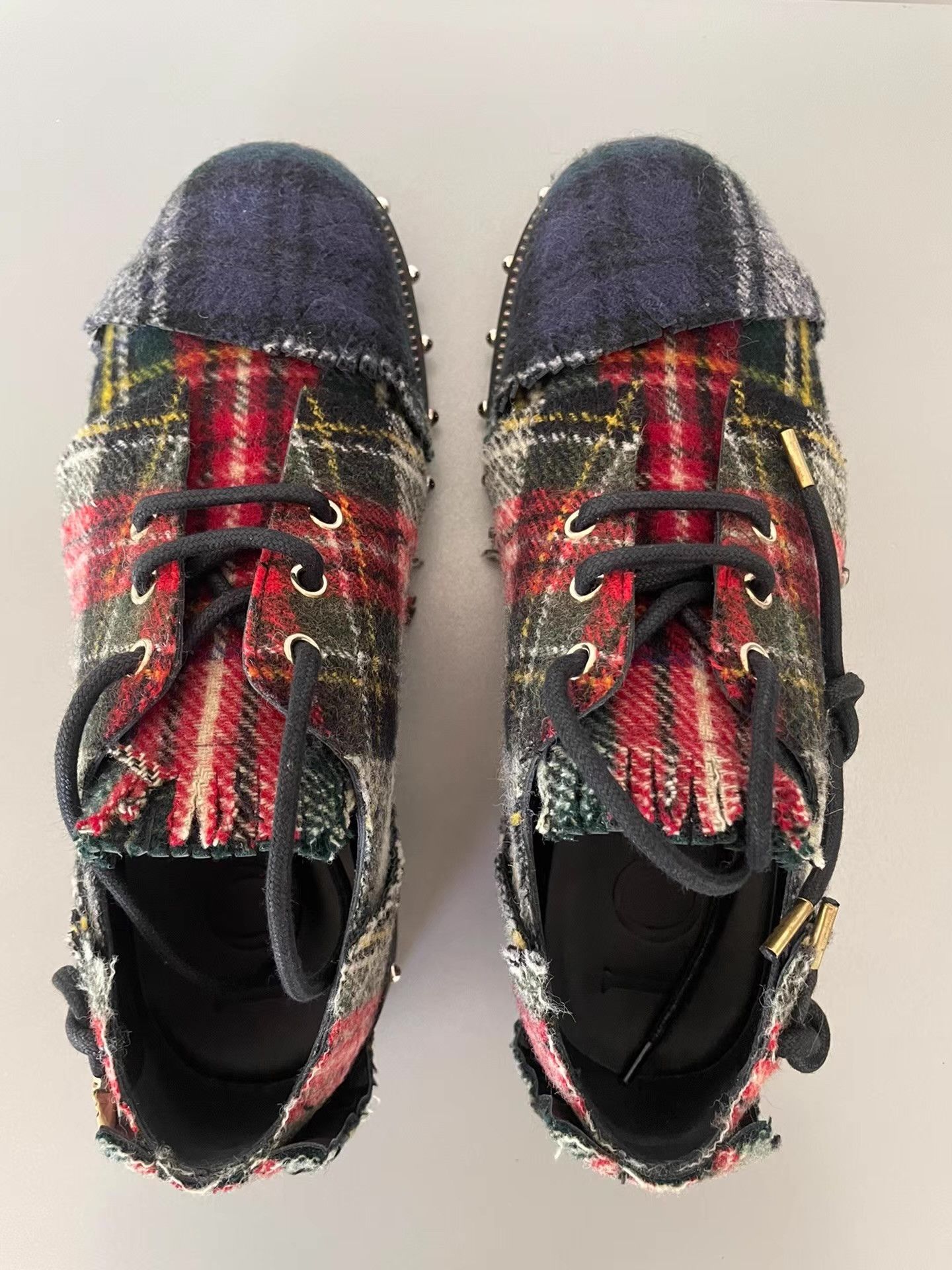 Loewe Loewe Checkered Spliced Studded Derby Shoes Ｑ21 Size US 6.5 / EU 39-40 - 3 Thumbnail