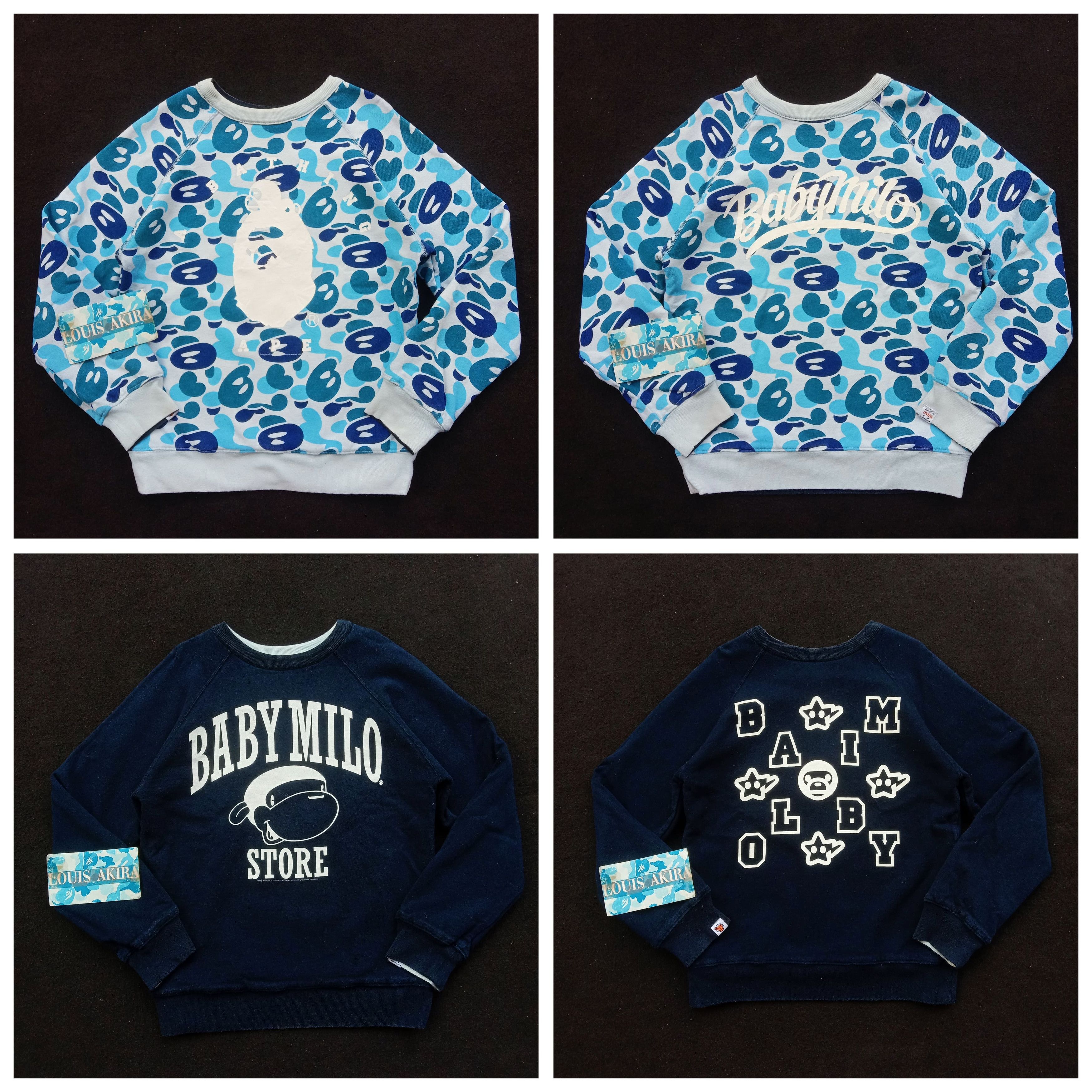 image of Bape Baby Milo Reversible Crewneck (2006) in Blue, Women's (Size Small)