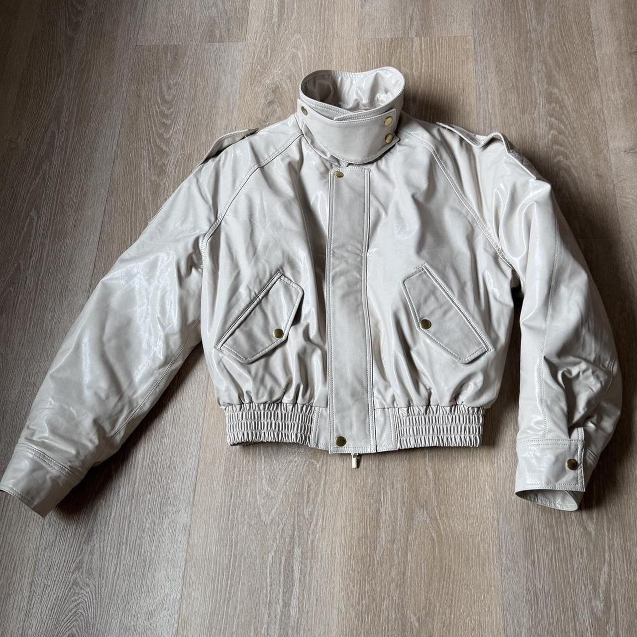 Xu Zhi Cream leather bomber jacket