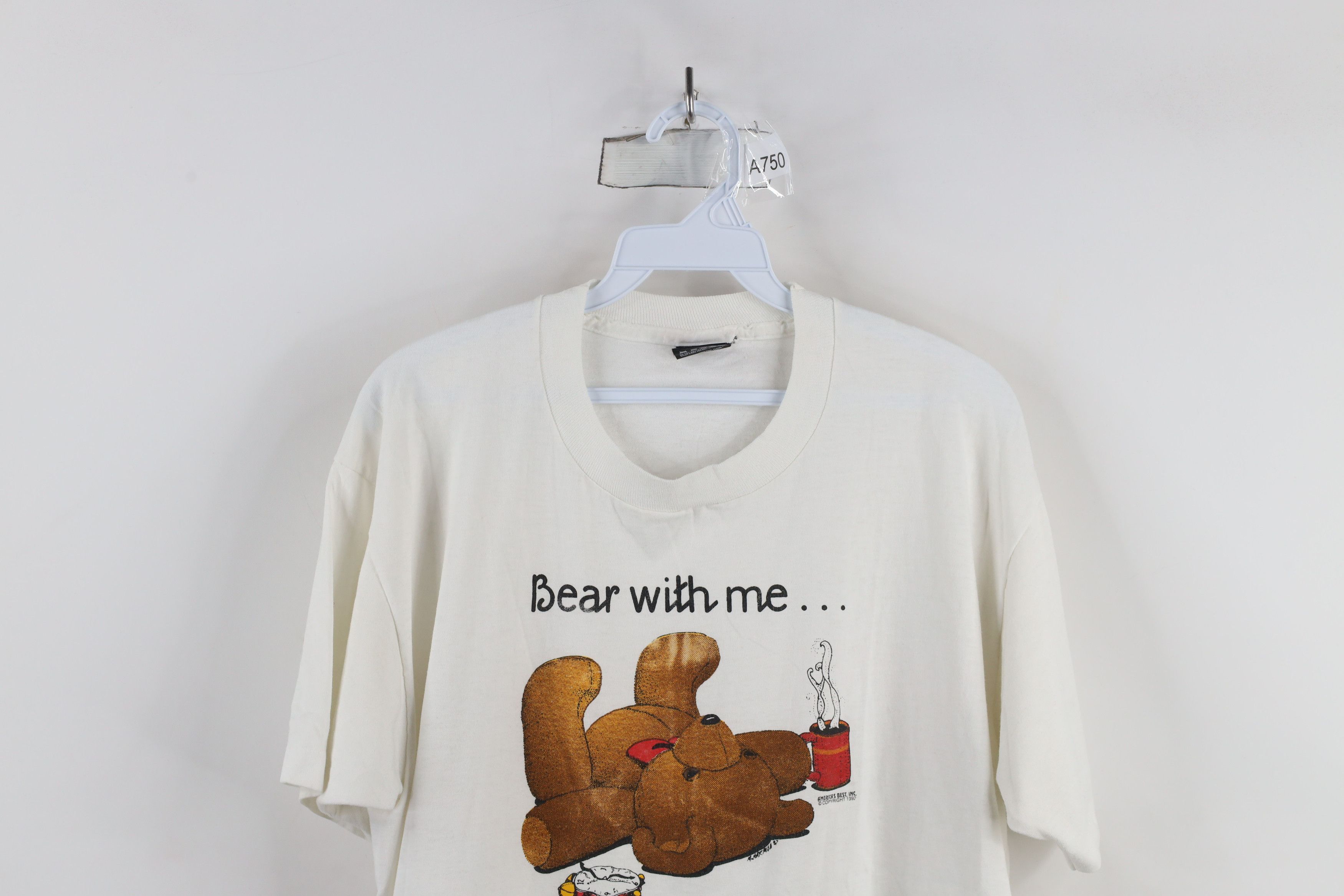 Vintage Vintage 90s Bear With Me Not A Morning Person T-Shirt USA Size L / US 10 / IT 46 - 2 Thumbnail