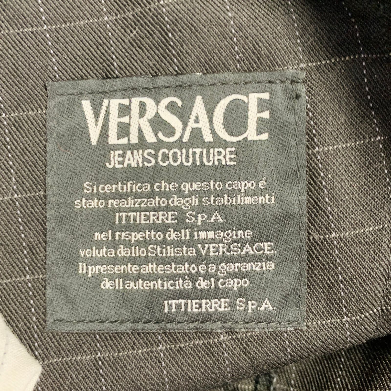 Versace Size 24 Black Grey Wool Blend Windowpane A-Line Mini Skirt Size 24" / US 00 / IT 34 - 5 Thumbnail
