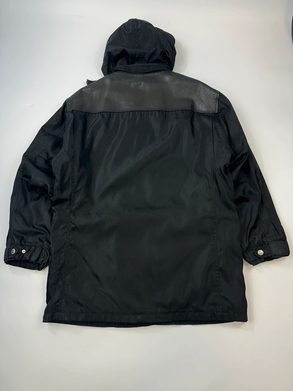 Prada Prada Milano FW97 Black Nylon & Leather Parka Long Coat Size US L / EU 52-54 / 3 - 6 Thumbnail