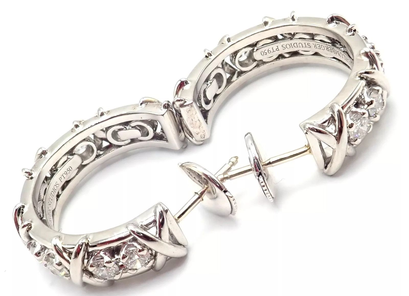 Tiffany & Co Stones Platinum Diamond Hoop Earrings