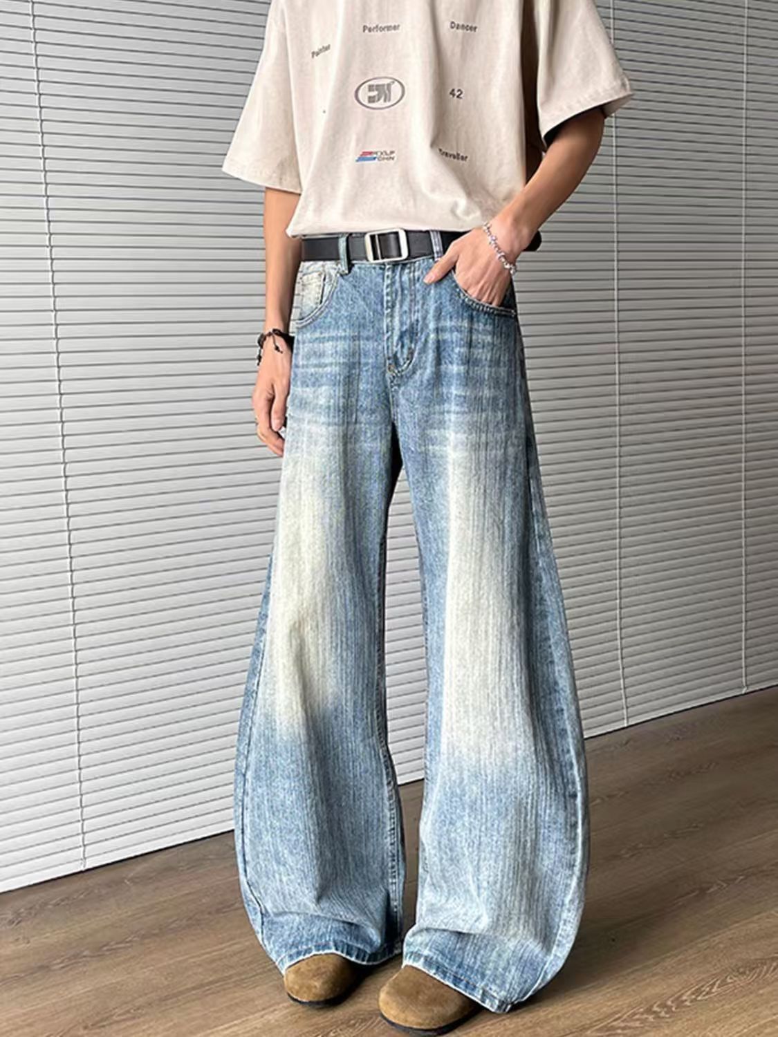 Vintage Blue Vintage Loose-Fit "Cleanfit" Curved-Leg Jeans Size US 32 / EU 48 - 3 Thumbnail