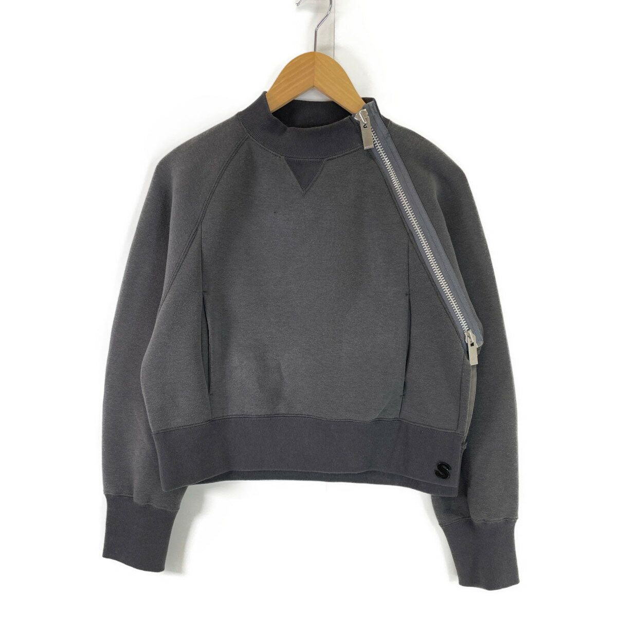 image of Sacai Zip Pullover Sweatshirt in Grey, Men's (Size Small)