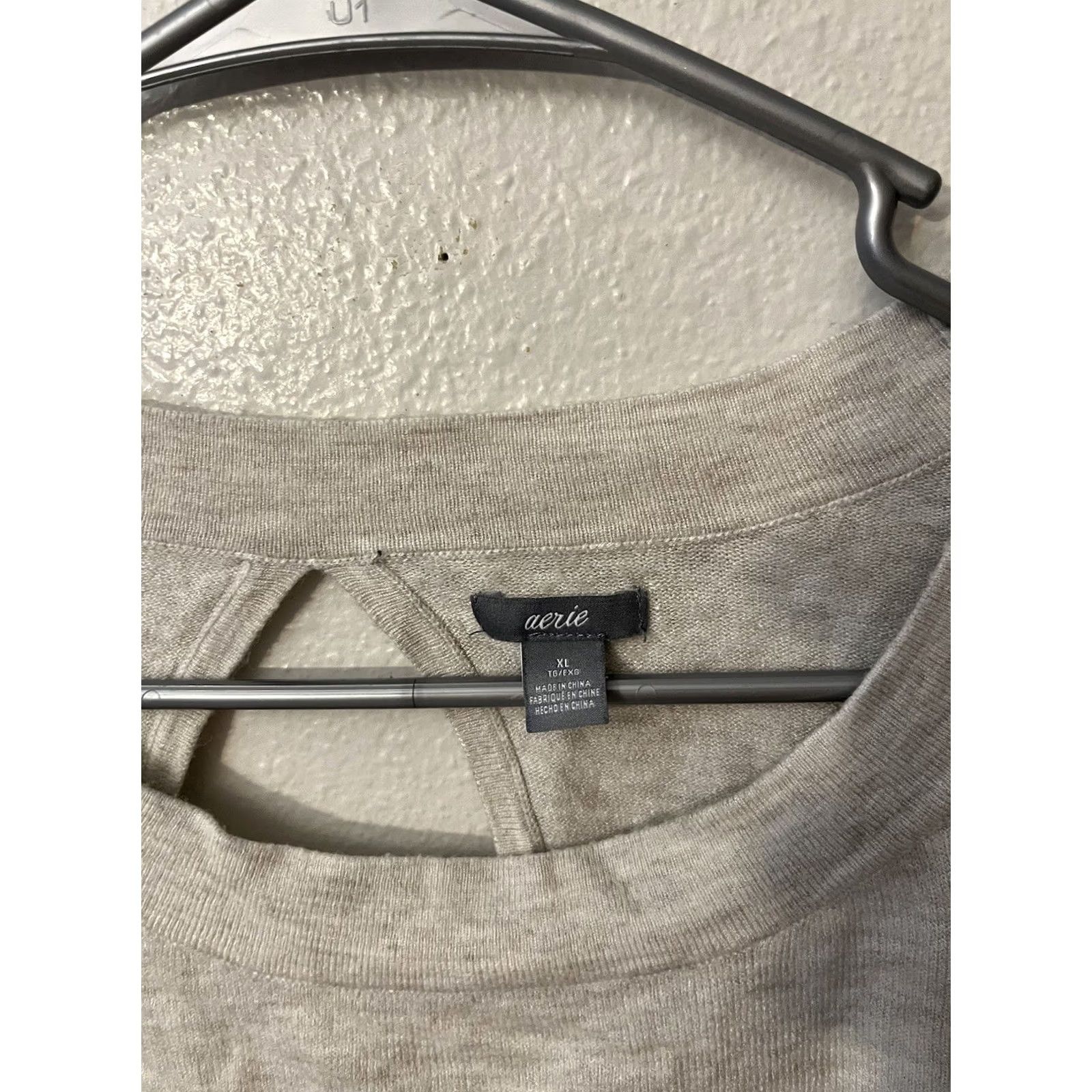 Vintage Aerie Sweater Women's Size XL Gray long sleeve Open Back Top Size XL / US 12-14 / IT 48-50 - 2 Thumbnail