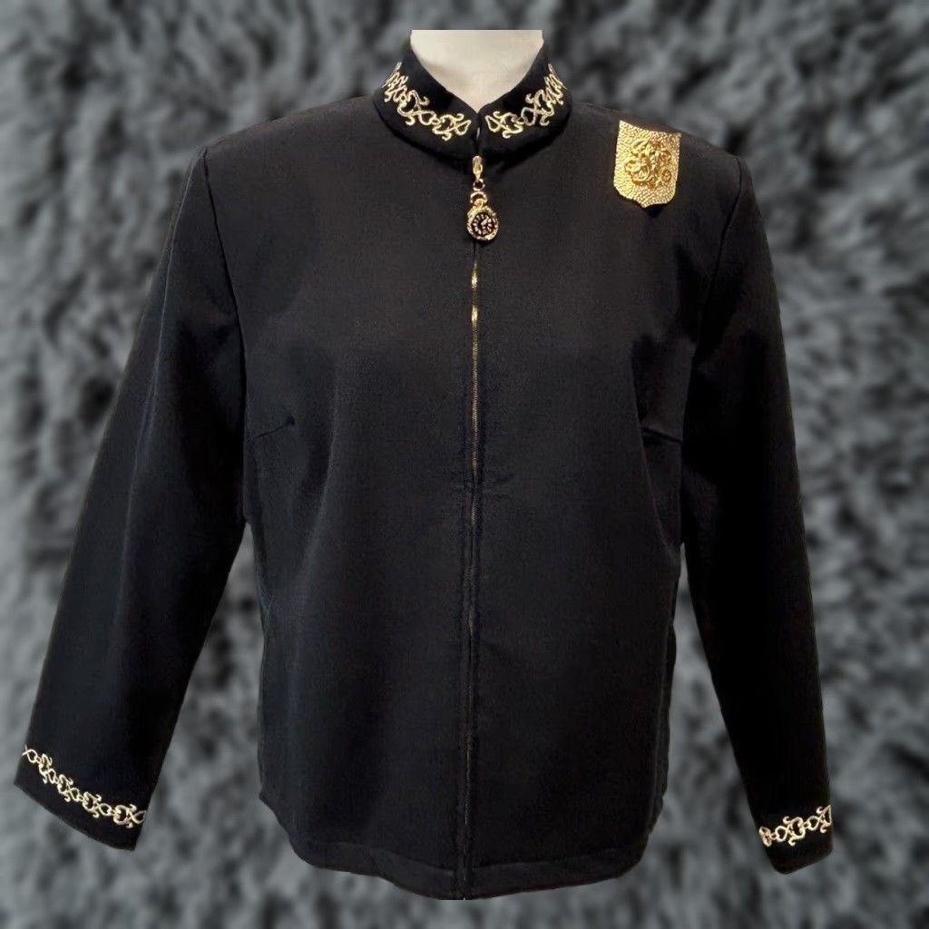 Vintage VINTAGE St John Jacket Womens Black Embroidered Hems Crop Full Zip Size Large (L) Womens Jacket Size L / US 10 / IT 46 - 1 Thumbnail