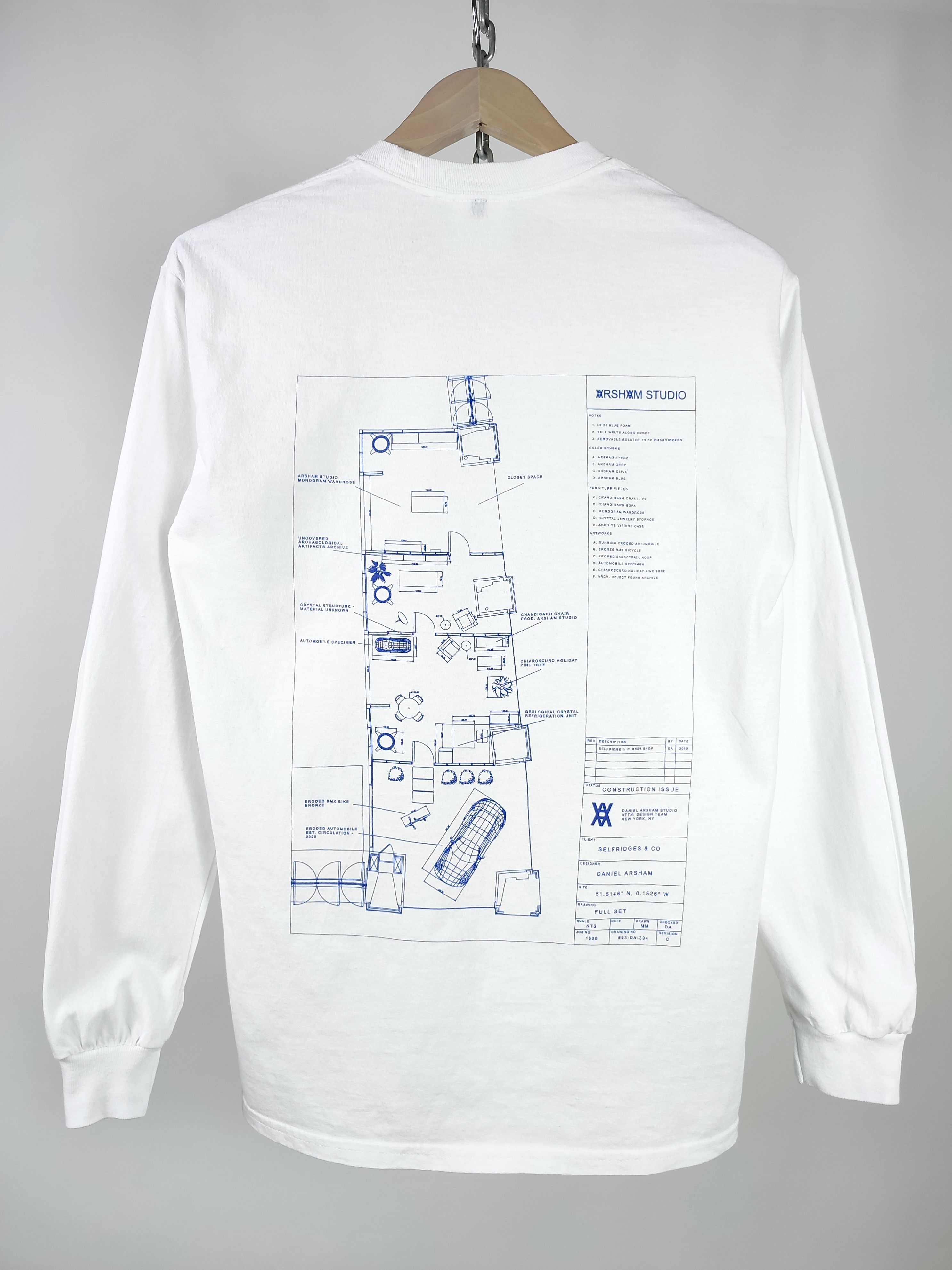 Daniel Arsham Daniel Arsham Selfridges Floorplan White Long Sleeve Shirt Size US M / EU 48-50 / 2 - 6 Thumbnail