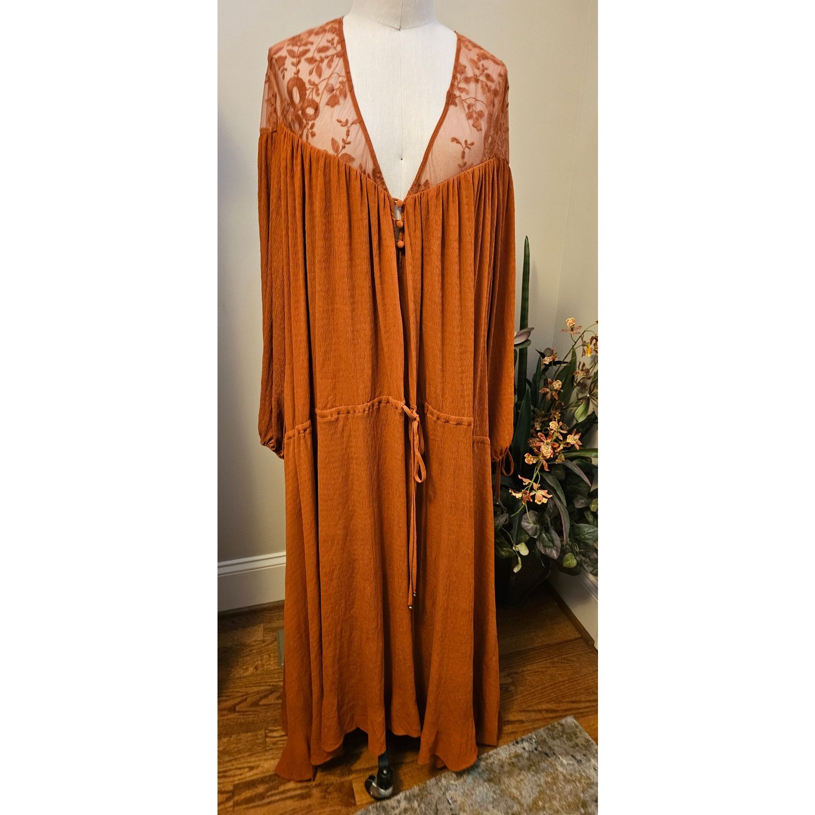 Free People New Free People Clementine Maxi Dress XS/S Brown/Rust Size S / US 4 / IT 40 - 4 Thumbnail
