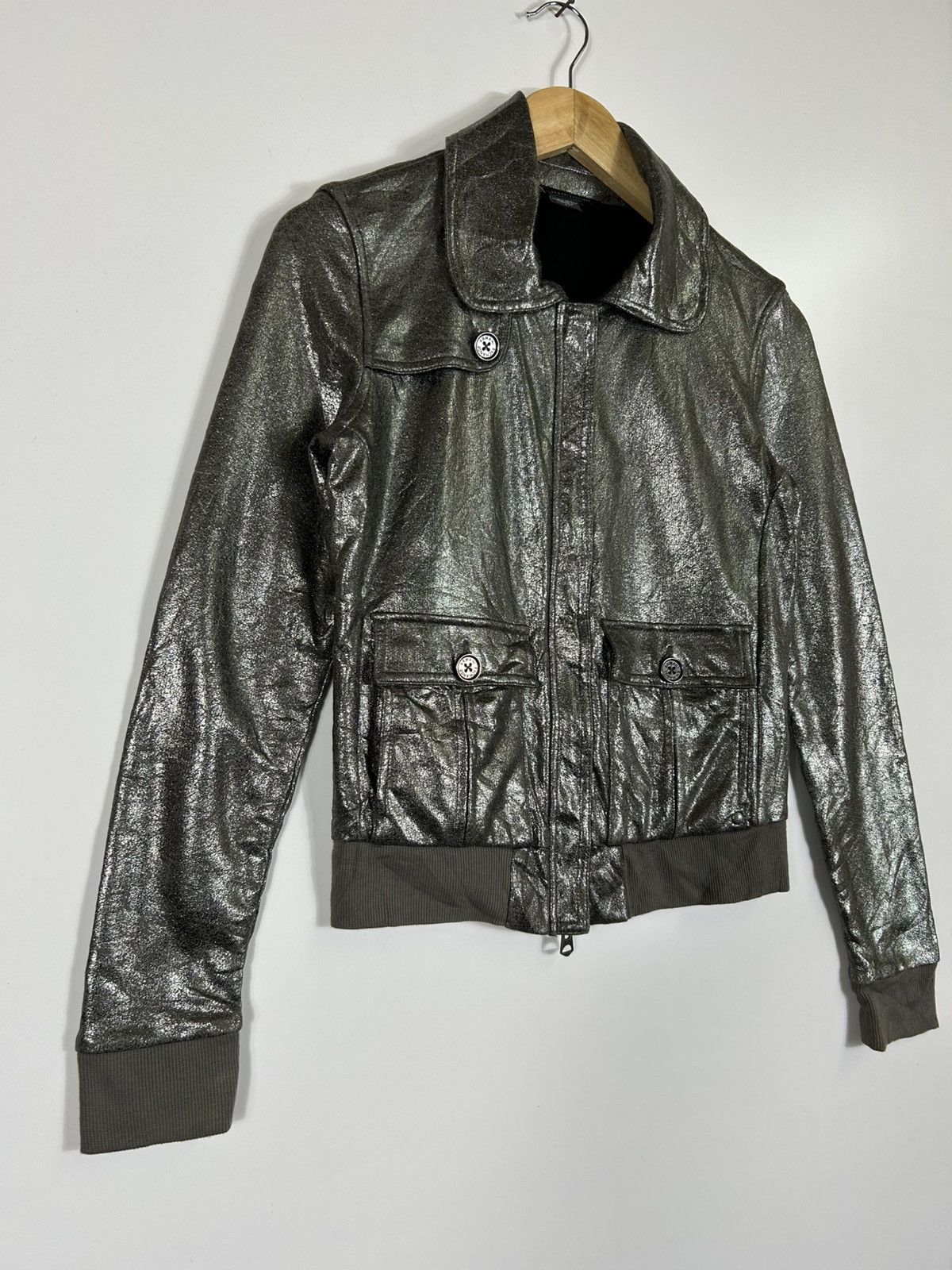Armani × Armani Exchange 🔥Armani Exchange Shiny Black Zipper Jacket Size S / US 4 / IT 40 - 2 Thumbnail