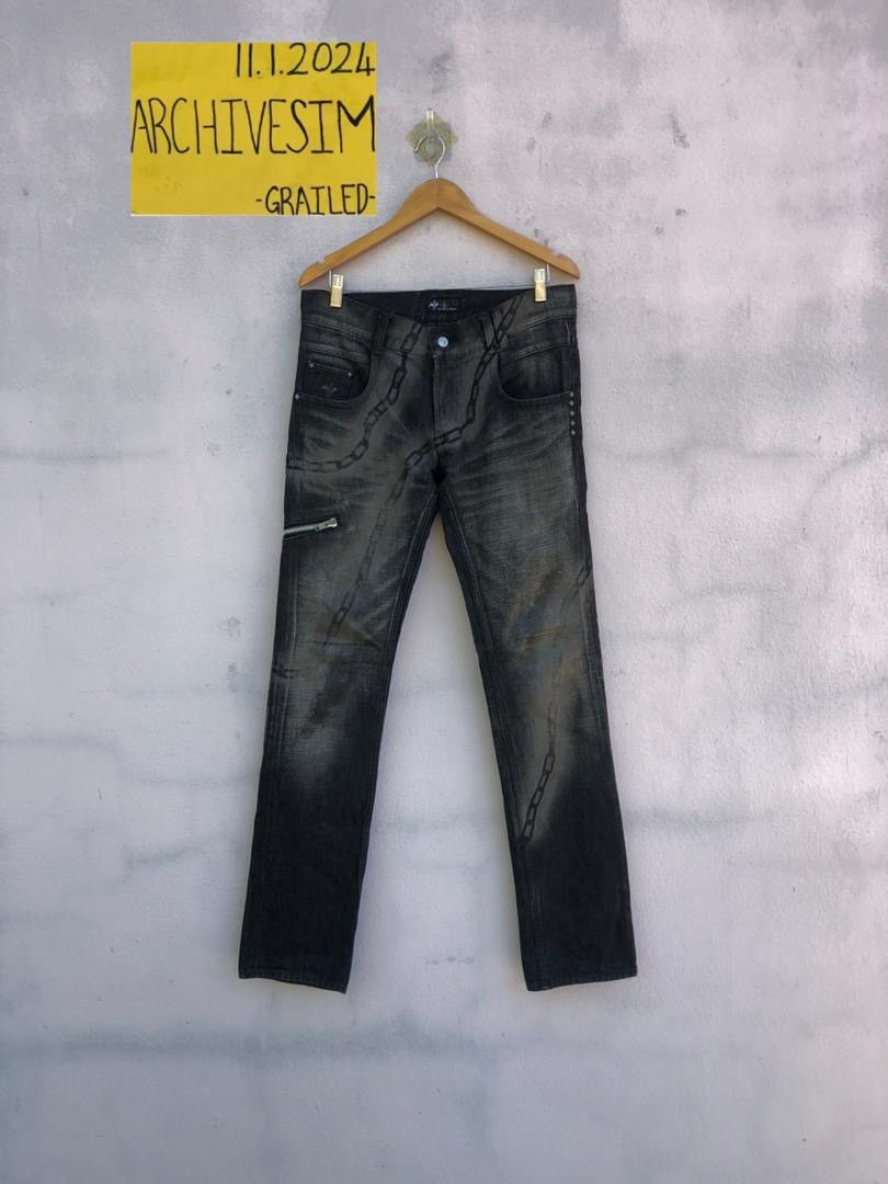 Japanese Brand × Le Grande Bleu (L.G.B.) DeviL’n Bass Printed Chain Zipper Jeans Size US 33 - 2 Thumbnail