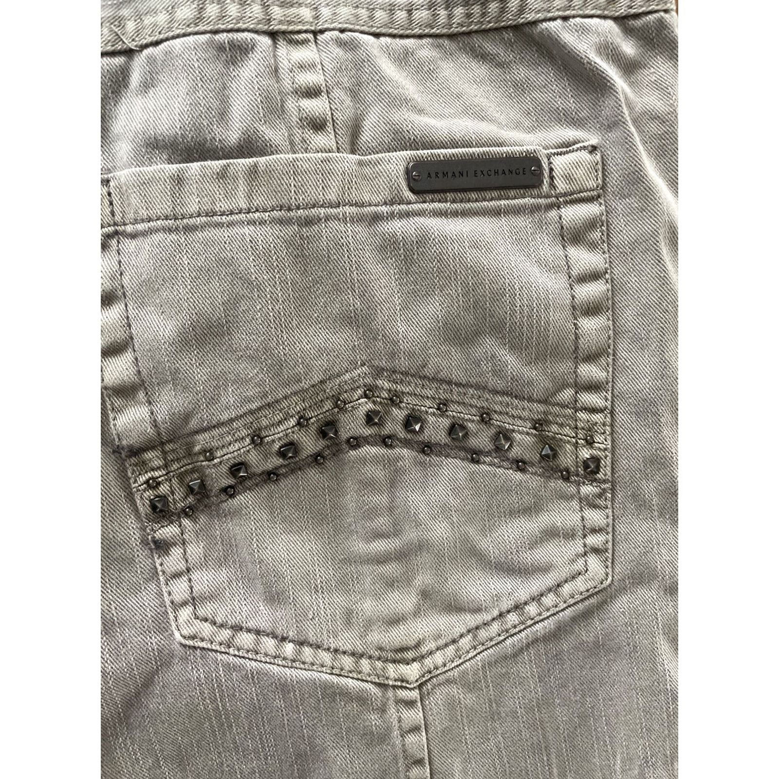 Armani Exchange VINTAGE Armani Exchange Jeans Men 36x29 Denim Studded Straight 90s Grunge Gray Size US 36 / EU 52 - 4 Thumbnail