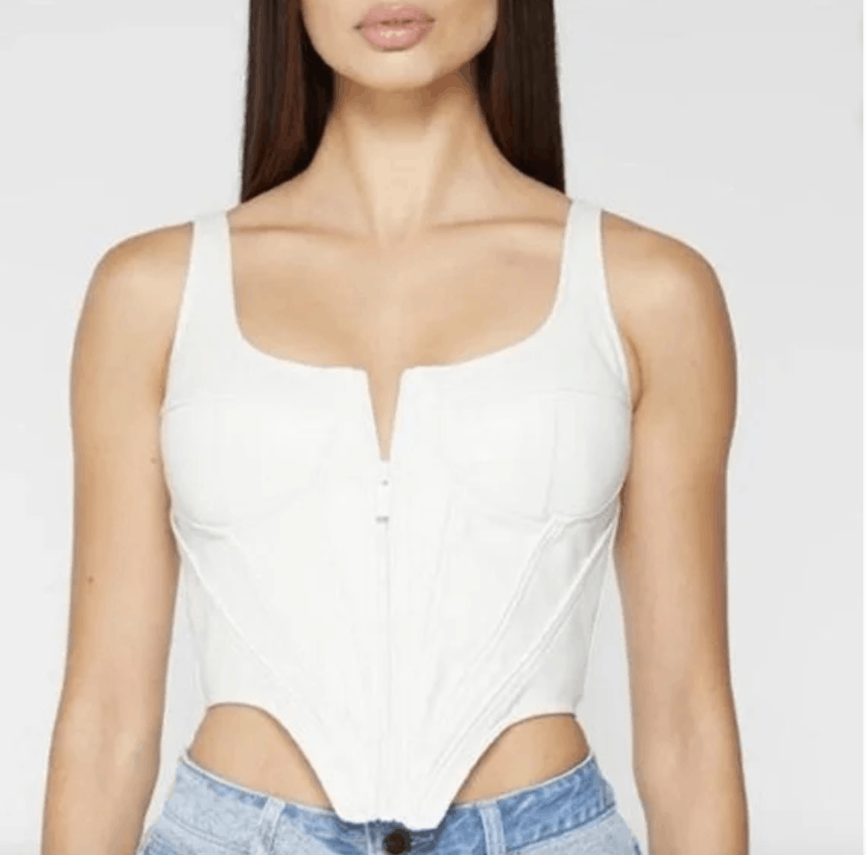 Maniere De Vior Maniere de voir vegan leather corset top with zip in Size XL / US 12-14 / IT 48-50 - 1 Thumbnail