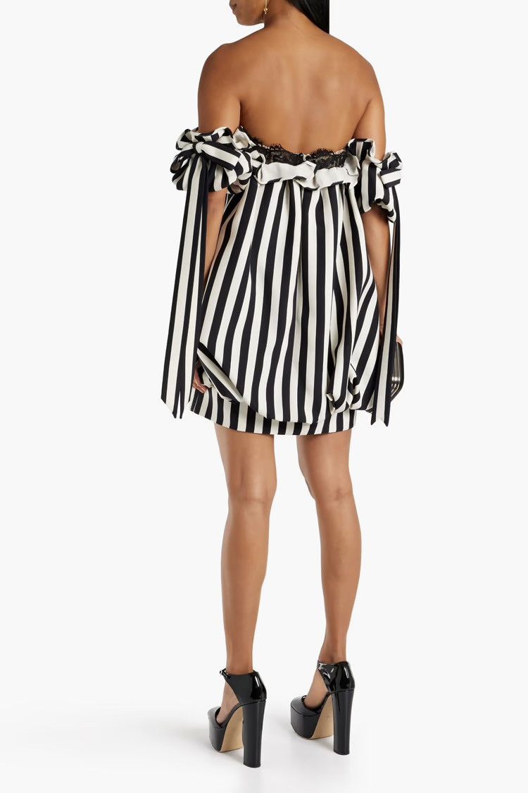 Valentino Valentino GARAVANI Off-the-shoulder striped wool silk-blend Size M / US 6-8 / IT 42-44 - 3 Thumbnail