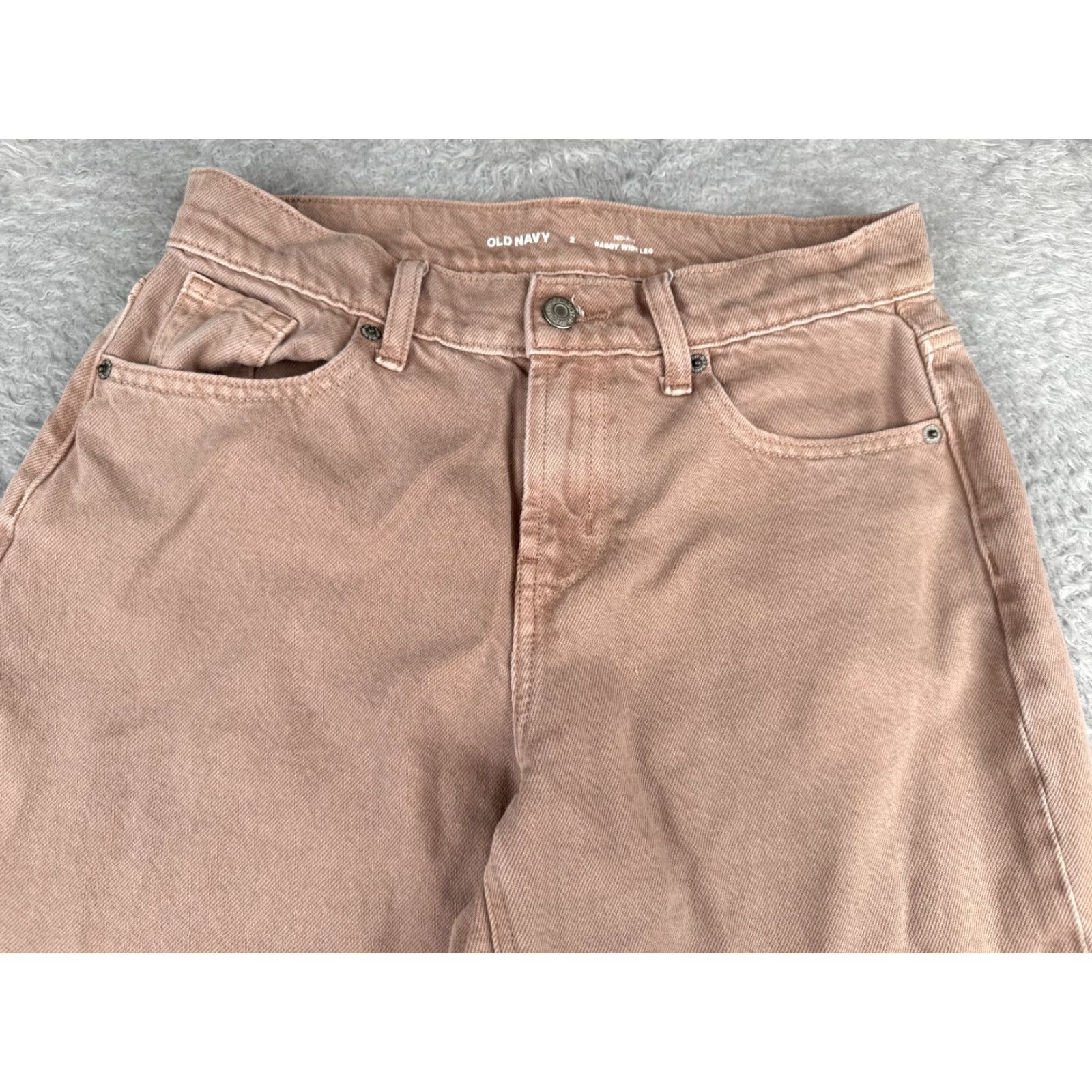 Old Navy Old Navy Jeans Womens 2 Pink Baggy Wide Leg Mid Rise Cotton Lyocell Blend 28x28 Size 26" / US 2 / IT 38 - 4 Thumbnail