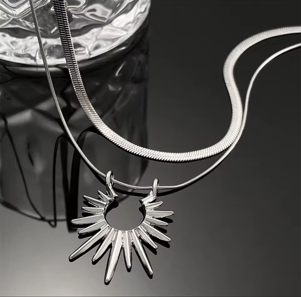 Jewelry × Vintage Double titanium steel sun pendant men's necklace Size ONE SIZE - 3 Thumbnail