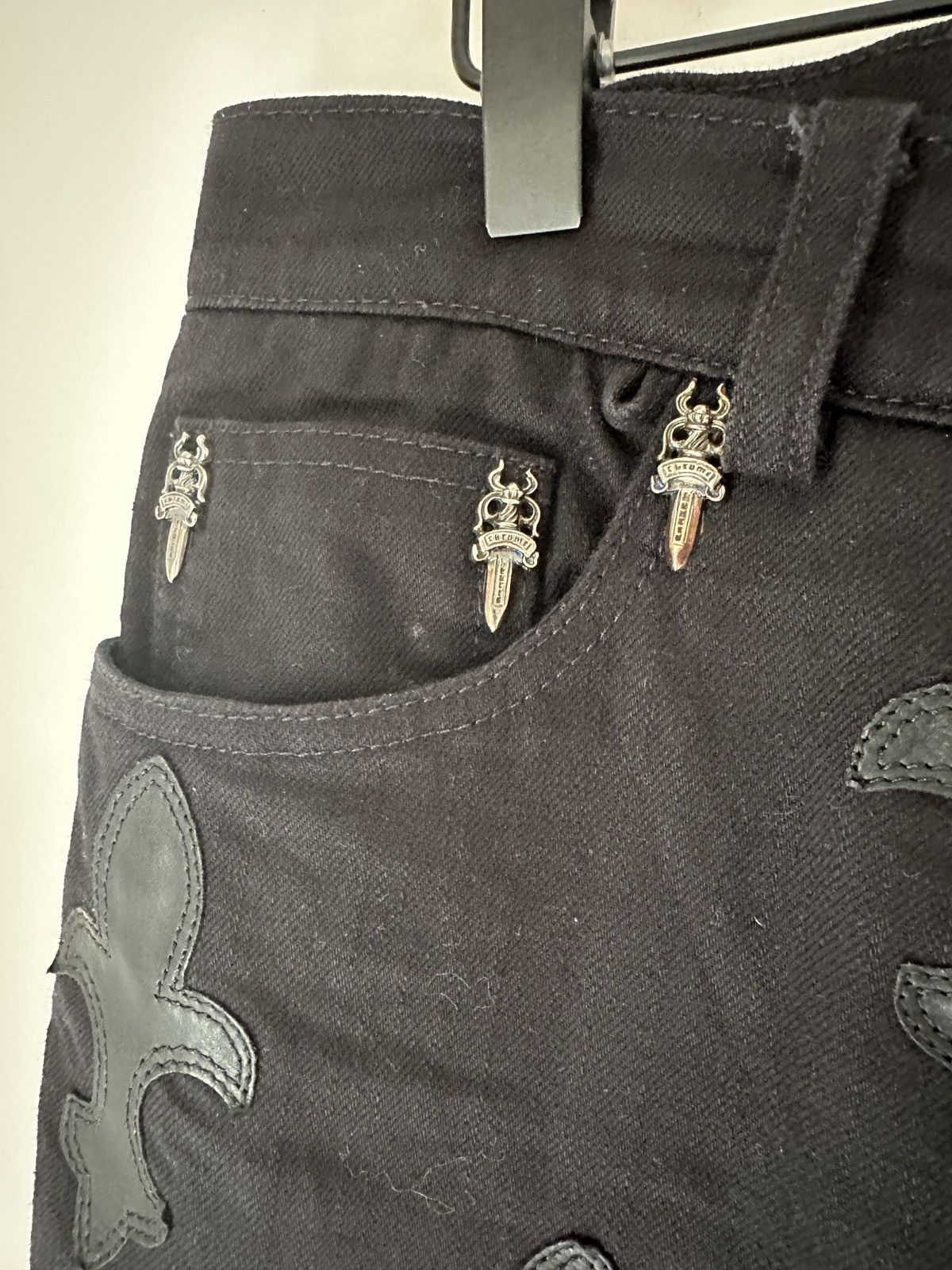 Chrome Hearts Chrome Hearts Le Fleur Leather Patch Double Knee Denim Jeans Size US 34 / EU 50 - 6 Thumbnail
