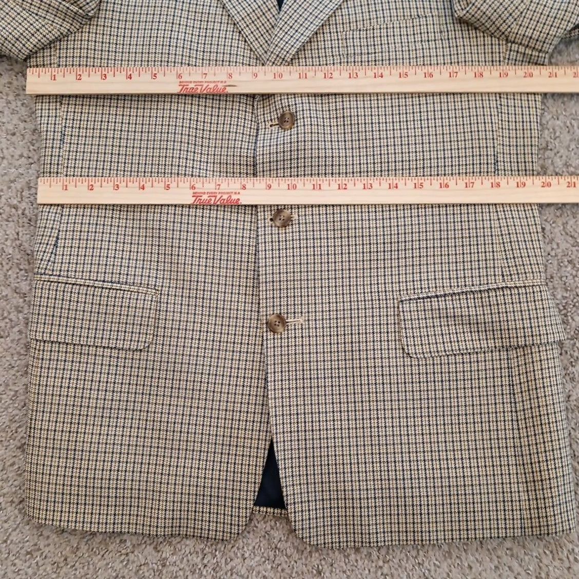 Crombie Crombie Blazer Mens 40 Beige Plaid Wool Silk Three-Button Ventless Regular Notch Lapel 2 Piece Single-Breasted Mens SS Size 40R - 5 Thumbnail