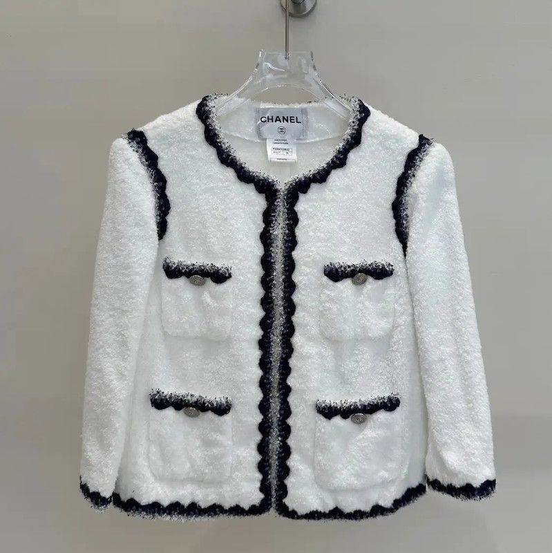 Chanel White Cotton Mid-Length Coat 0089