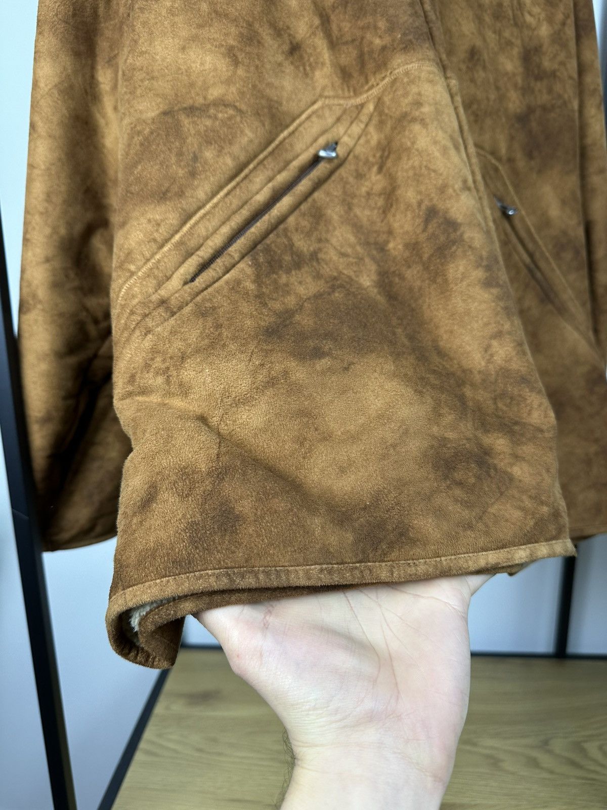 Hugo × Hugo Boss × Vintage HUGO BOSS Tan Faux Sheepskin Fleece Jacket B3 Style Coat Men Size US XXL / EU 58 / 5 - 6 Thumbnail