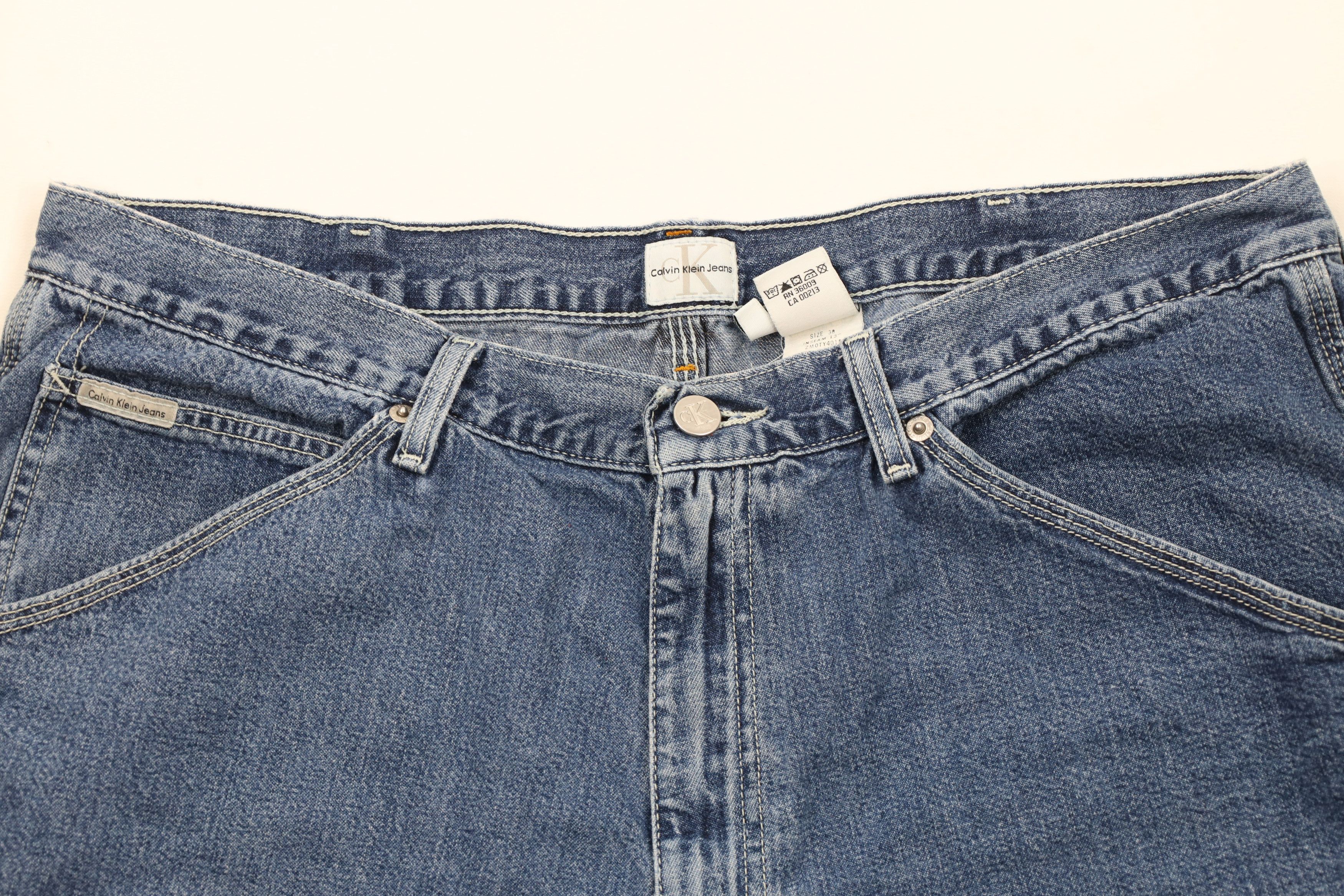 Vintage 90s Calvin Klein Baggy Dungaree Denim Shorts Jorts