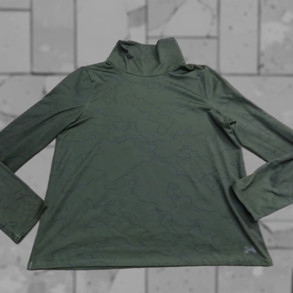 Under Armour Under Armour Womens Top Large Green Camouflage Long Sleeve Heatgear Mock Neck Pullover T-Shirt Size L / US 10 / IT 46 - 1 Thumbnail