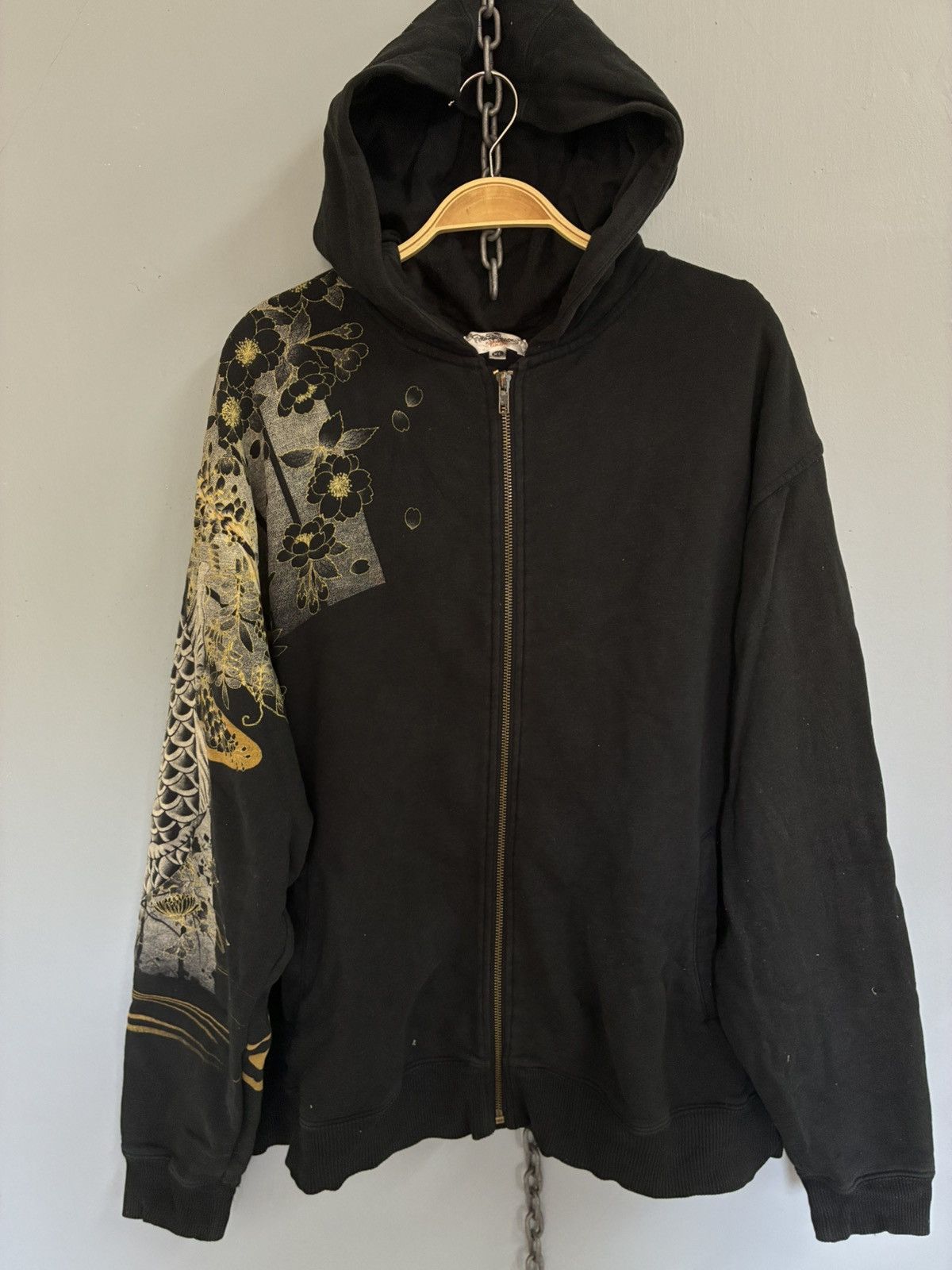 Japanese Brand Vintage Karakuri Tamashii Sulajan koi fish zip up hoodie Size US XL / EU 56 / 4 - 3 Thumbnail