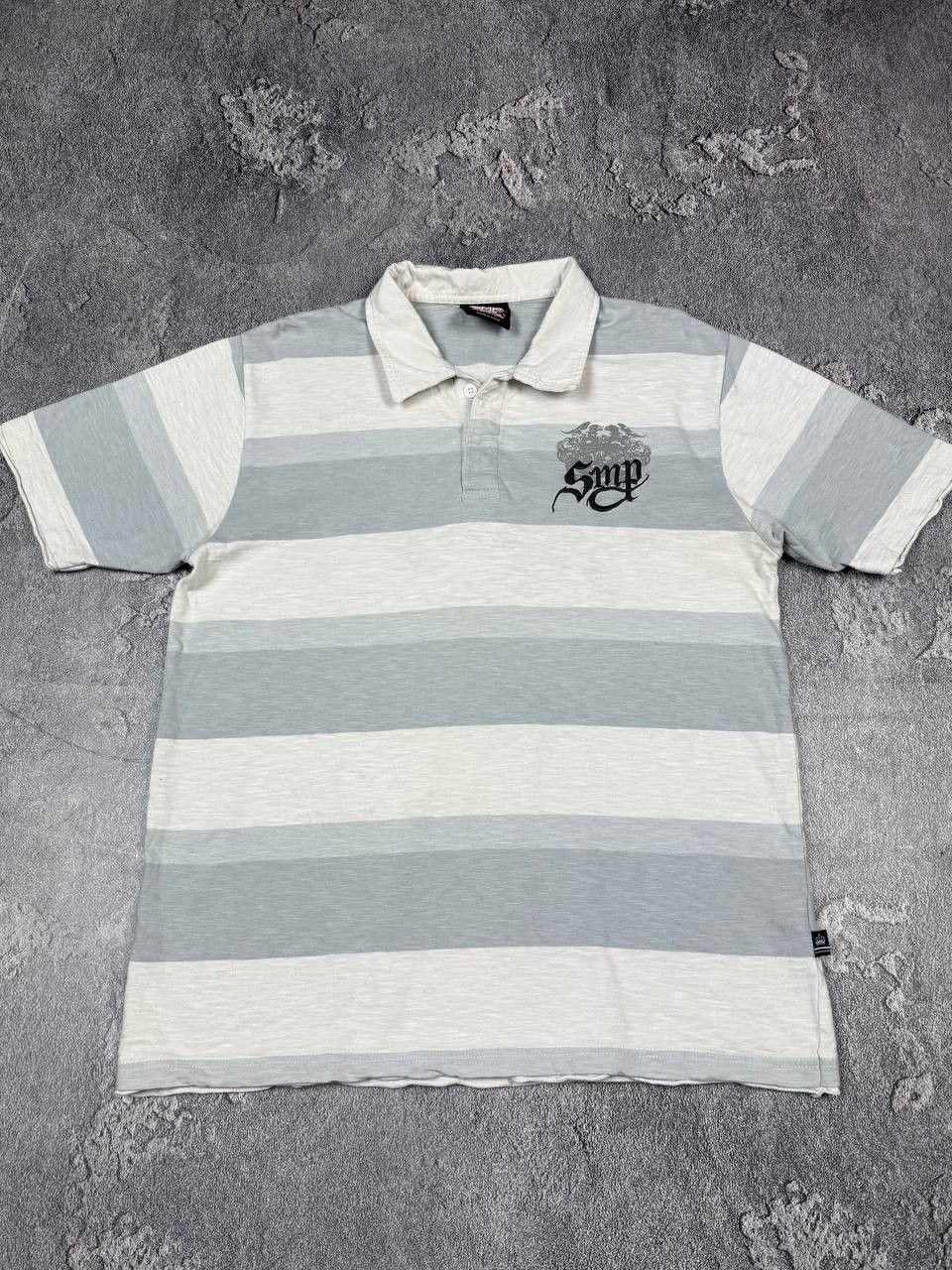 Beauty Beast Y2K Stripe Letters Print Polo 2000s Style Streetwear Size US L / EU 52-54 / 3 - 6 Thumbnail