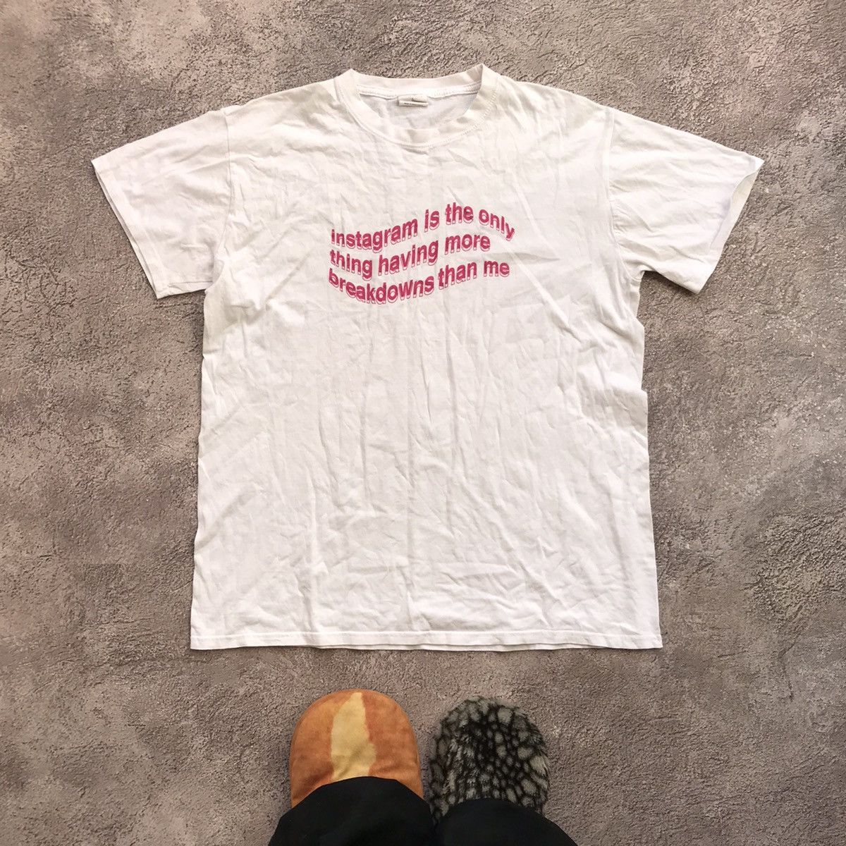 Vintage Y2K Indie Graphic Tee Instagram Meme Print Streetwear Slim L Size US L / EU 52-54 / 3 - 1 Thumbnail