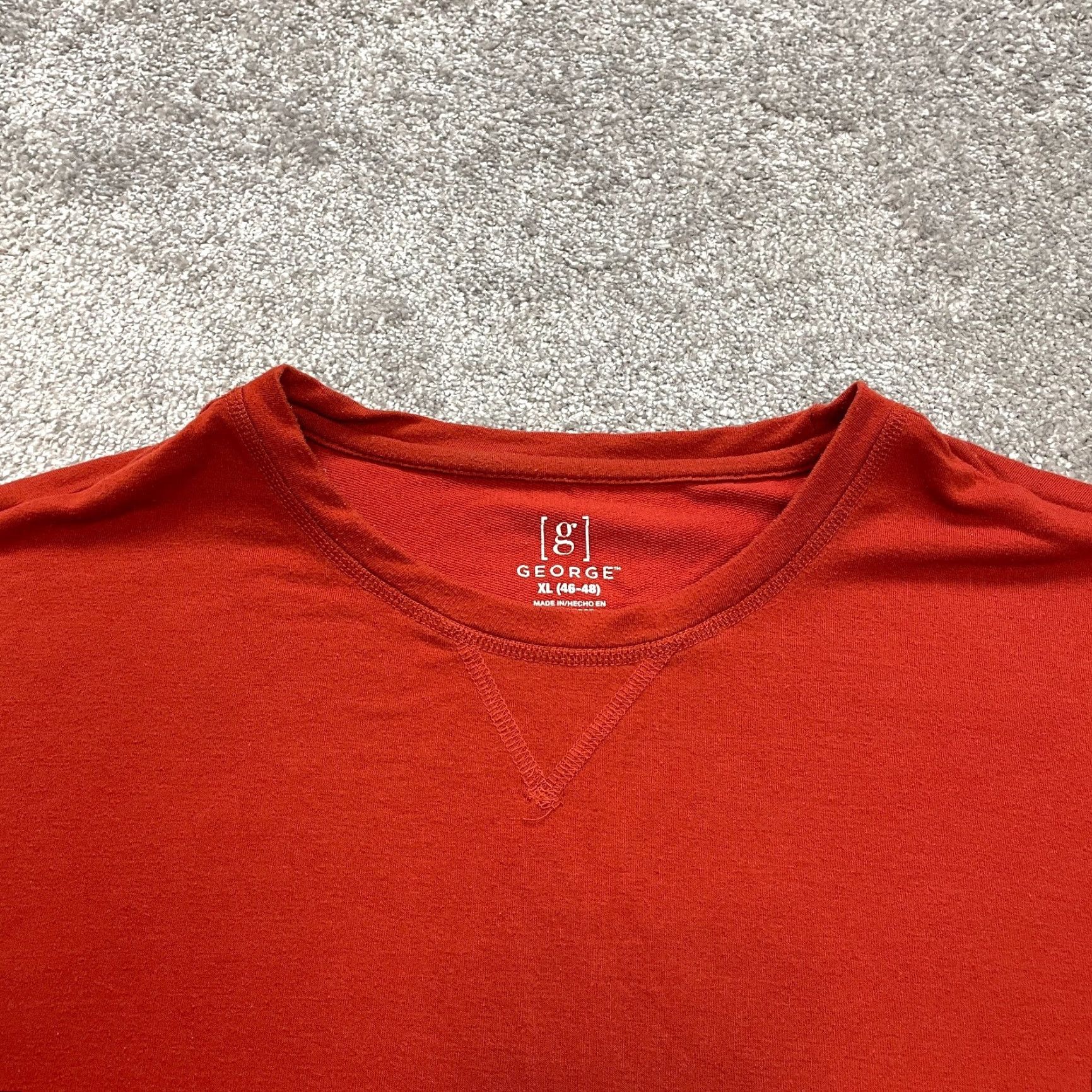 George George Shirt Mens XL Orange Long Sleeve Crew Neck Solid Adult T-Shirt Size US XL / EU 56 / 4 - 2 Thumbnail