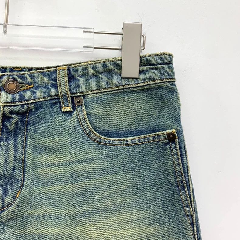 Saint Laurent Paris Saint Laurent Paris Blue washed old cotton fringed casual Size 27" / US 4 / IT 40 - 3 Thumbnail