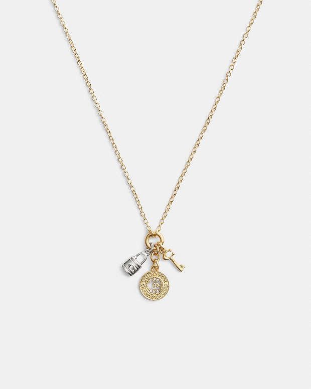 Coach NWT Coach Coin Multi Charm Pendant Necklace Size ONE SIZE - 7 Thumbnail