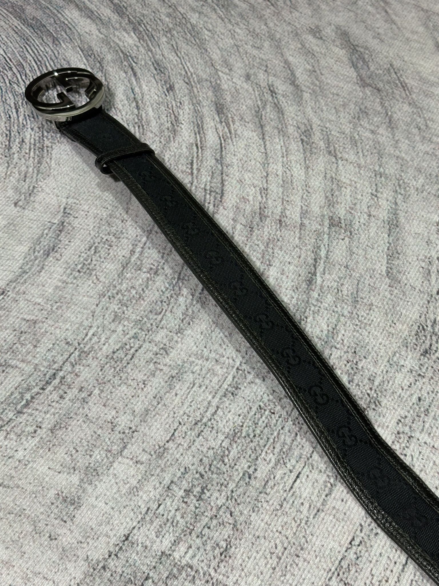Gucci Gucci Belt Monogram Canvas and Leather Black Interlocking G Size 32 - 5 Thumbnail