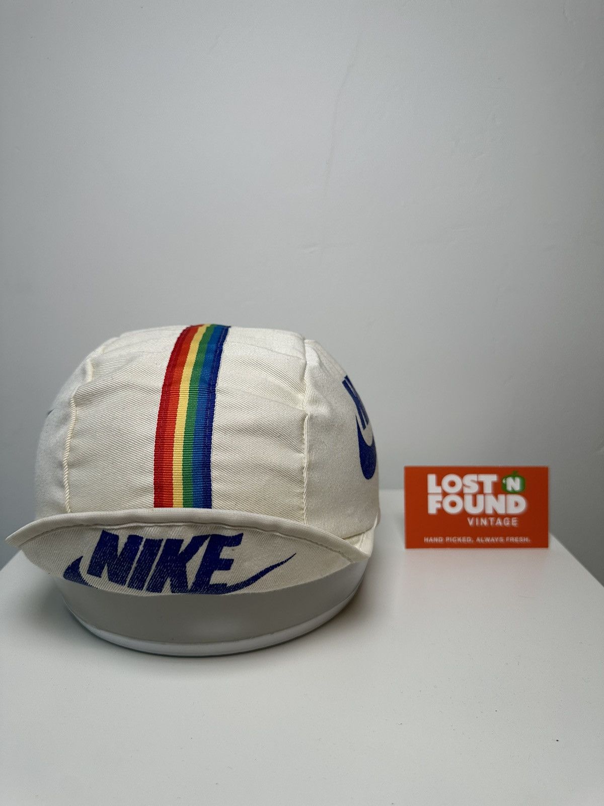 80s Vintage Nike Swoosh Logo Rainbow Striped Painters Cap