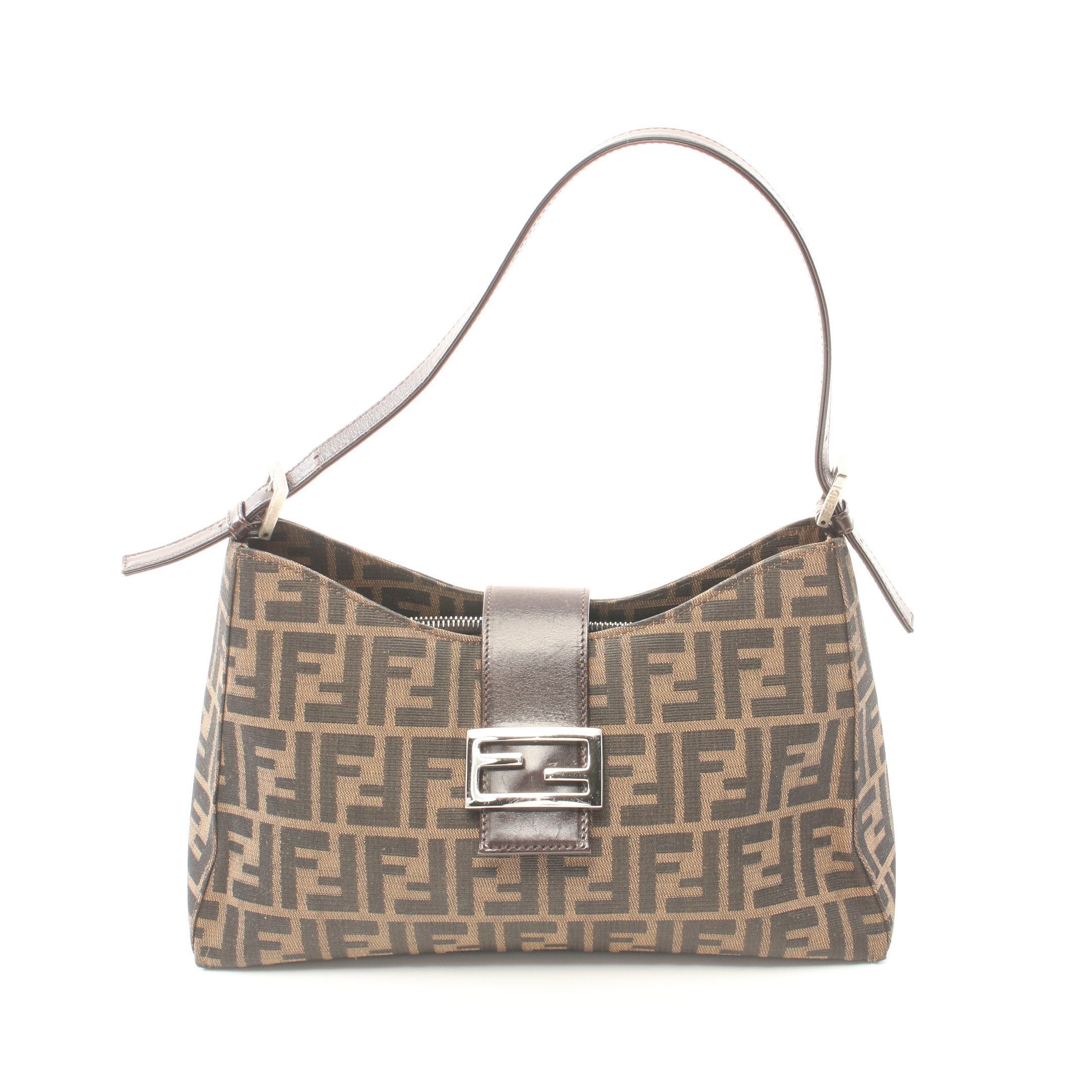 Fendi Fendi Zucca One Shoulder Bag Canvas Leather Dark Brown Size ONE SIZE - 1 Thumbnail