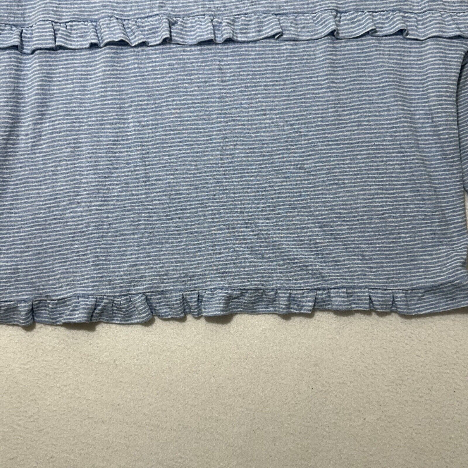 Loft LOFT Large Blue White Striped Long Sleeve Ruffle T Shirt Size L / US 10 / IT 46 - 5 Thumbnail