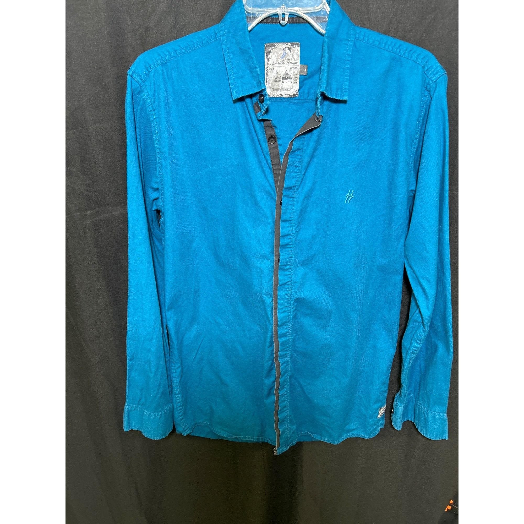Designer Jim & James Mens Blue Long Sleeve Button Up Shirt Authentic Size US L / EU 52-54 / 3 - 1 Thumbnail