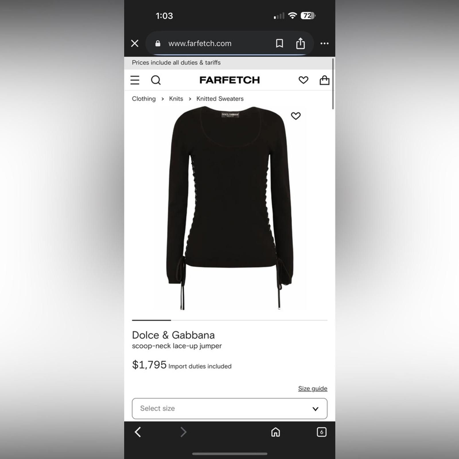 Dolce & Gabbana Dolce & Gabbana Black Long Sleeve Lace-Up Blouse Size XS / US 0-2 / IT 36-38 - 1 Thumbnail