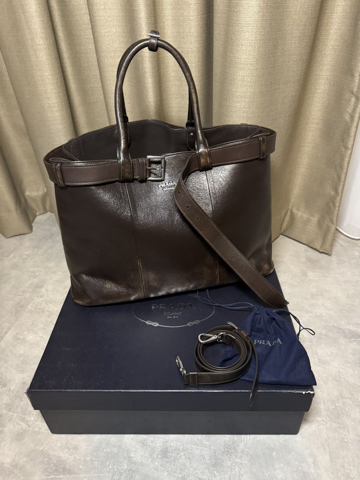 Prada Prada Men’s Buckle Nappa Leather Bag Brown Belt MSRP $8,500 Size ONE SIZE - 1 Thumbnail