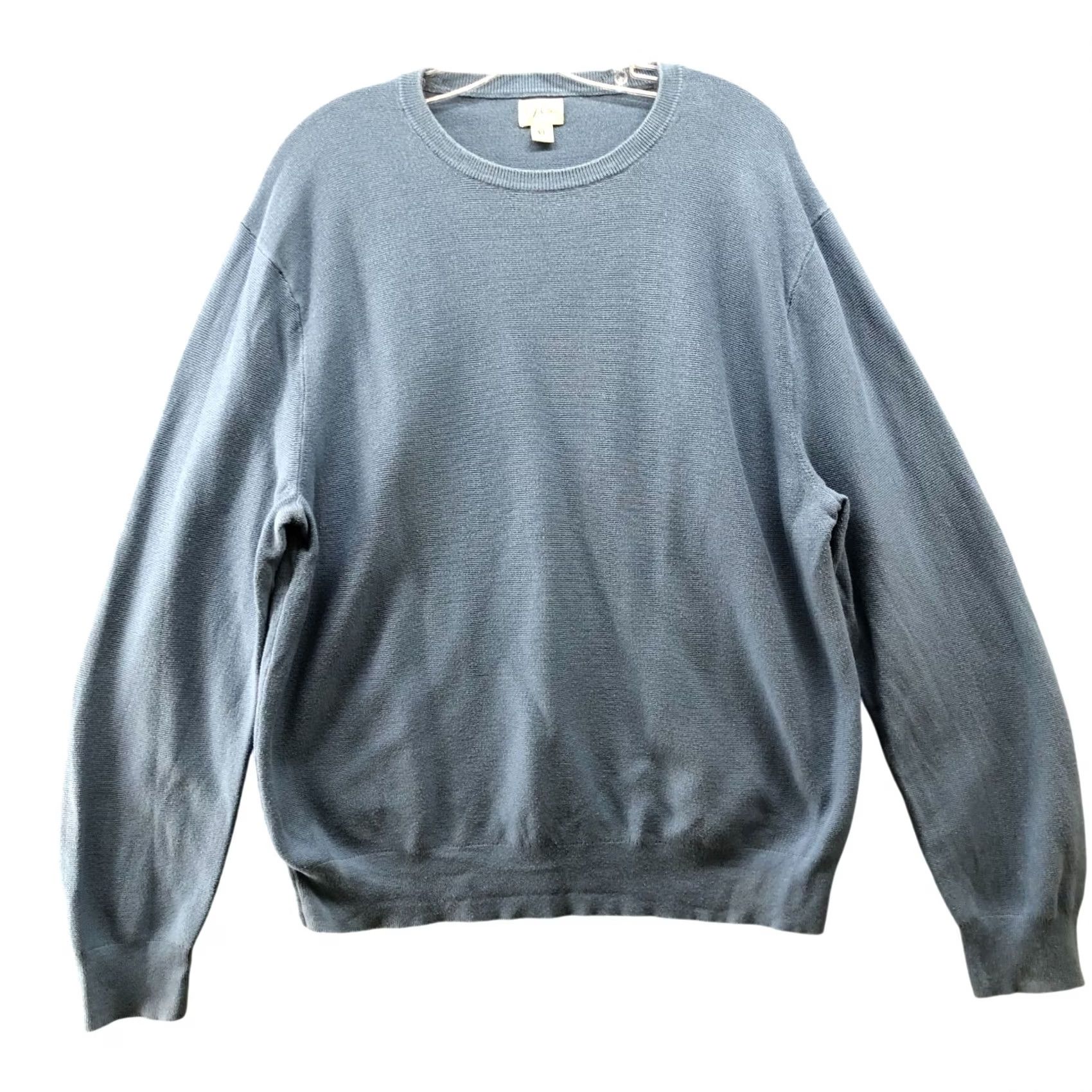 J.Crew J. Crew Cotton Crewneck Sweater Mens XL Garter Stitch Blue Pullover Size US XL / EU 56 / 4 - 2 Thumbnail