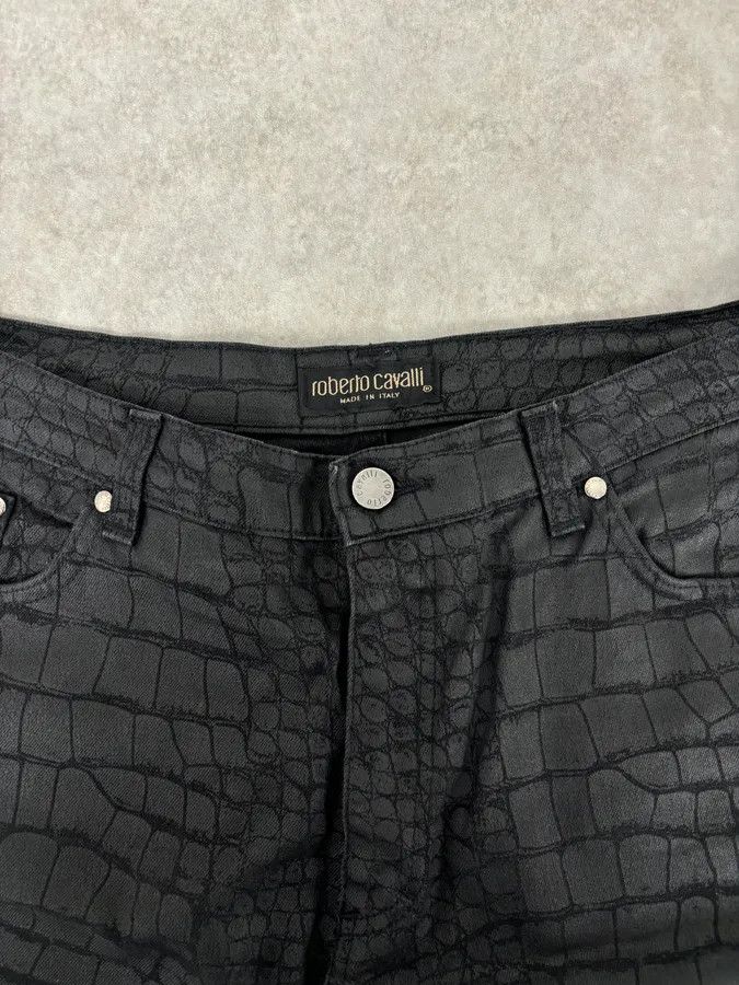 Roberto Cavalli AW2001 Roberto Cavalli Crocodile Effect Obscure Black Pants Size US 32 / EU 48 - 5 Thumbnail