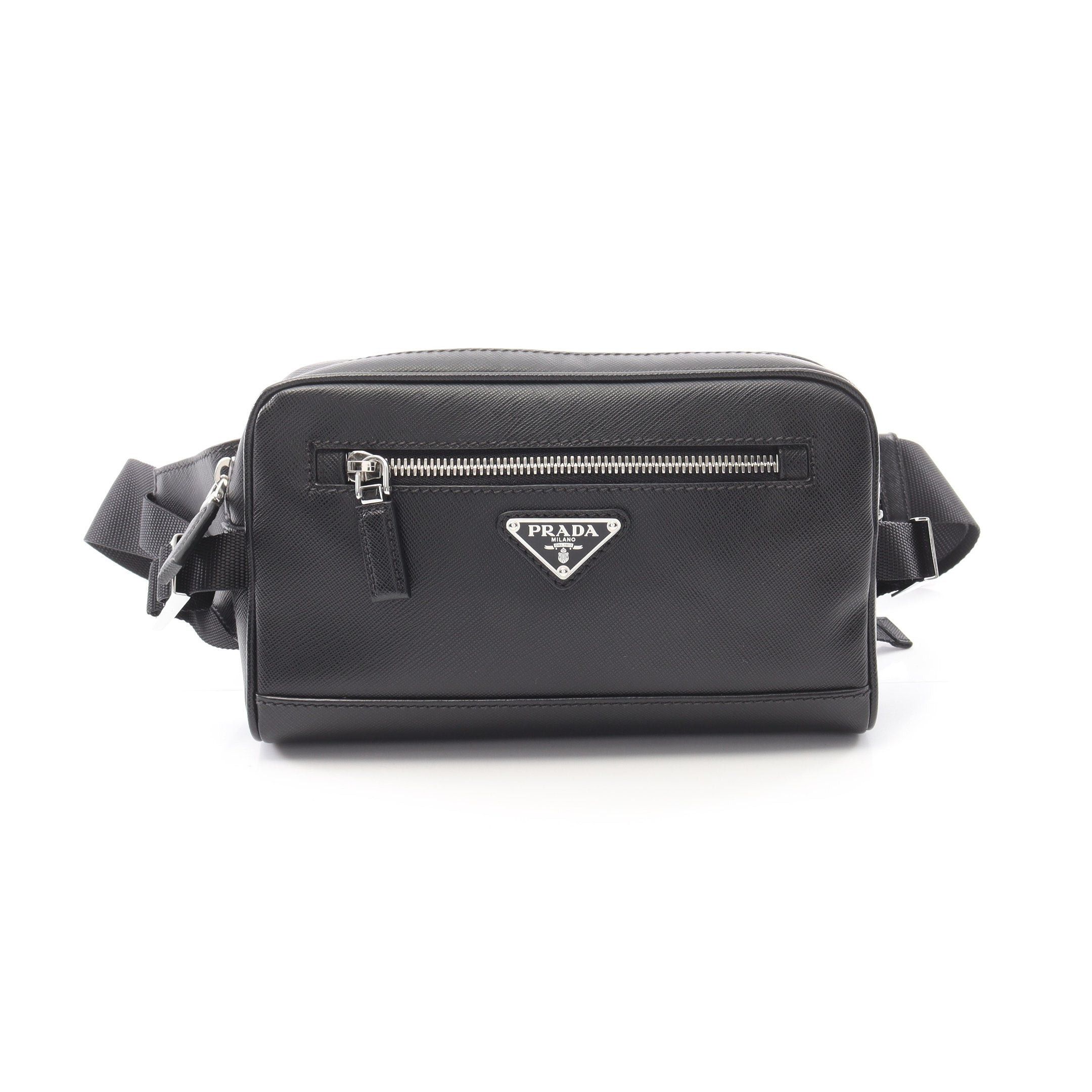 Prada Marsupio Saffiano Travel Body Bag Waist Leather Black