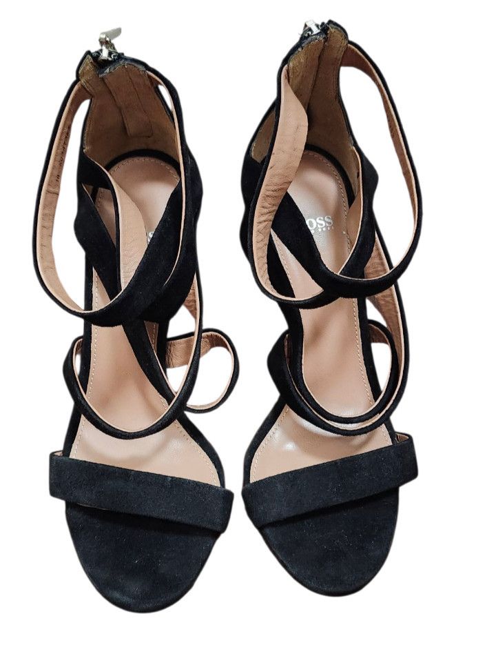 Hugo Boss BOSS Hugo Boos GRACE Black Suede Sandals Heels 38/7.5 Size US 7.5 / IT 37.5 - 3 Thumbnail