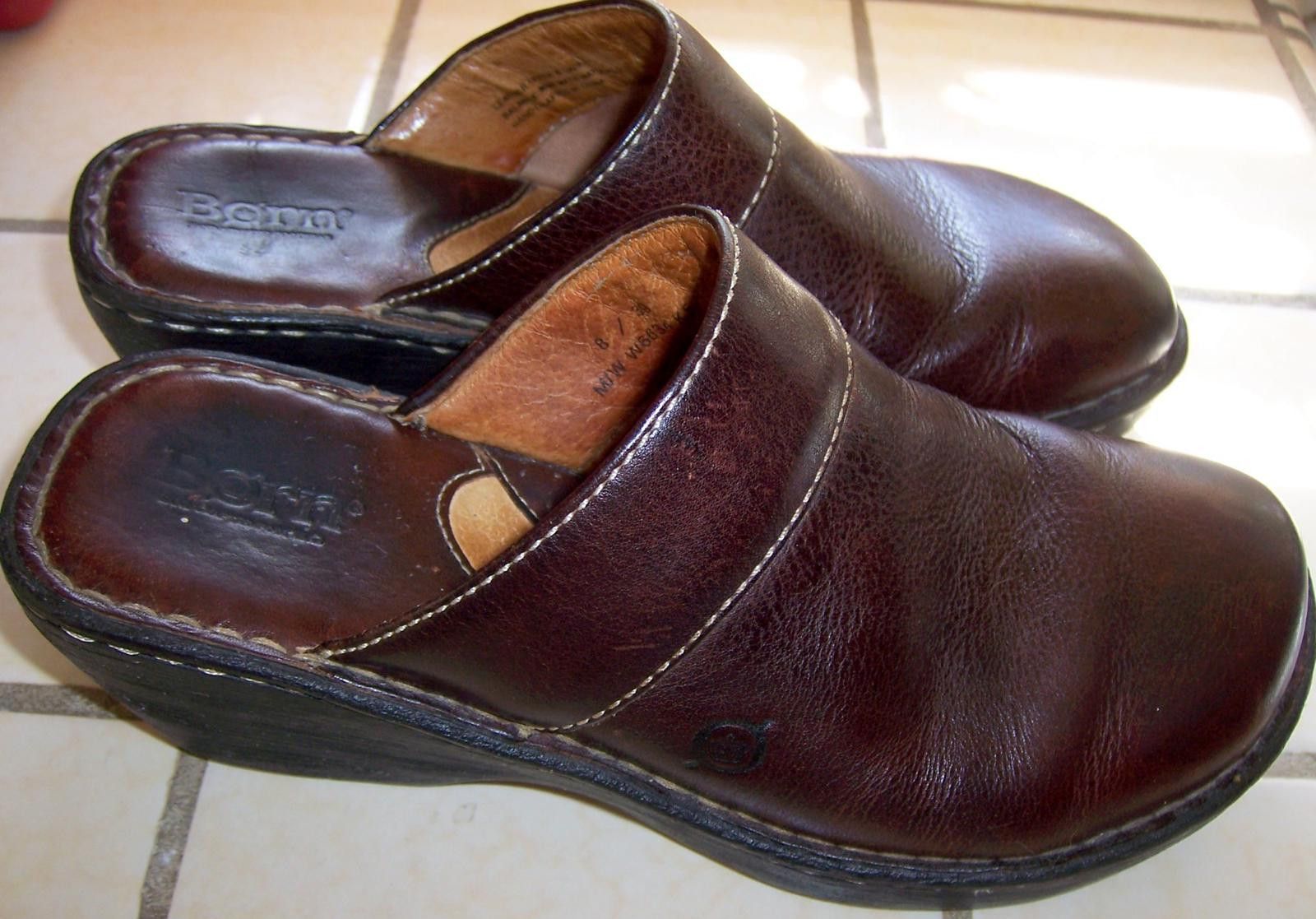 Born Born Women's Sz 8M Leather Wedge Slip-on Clogs/Mules Brown Size US 8 / IT 38 - 5 Thumbnail