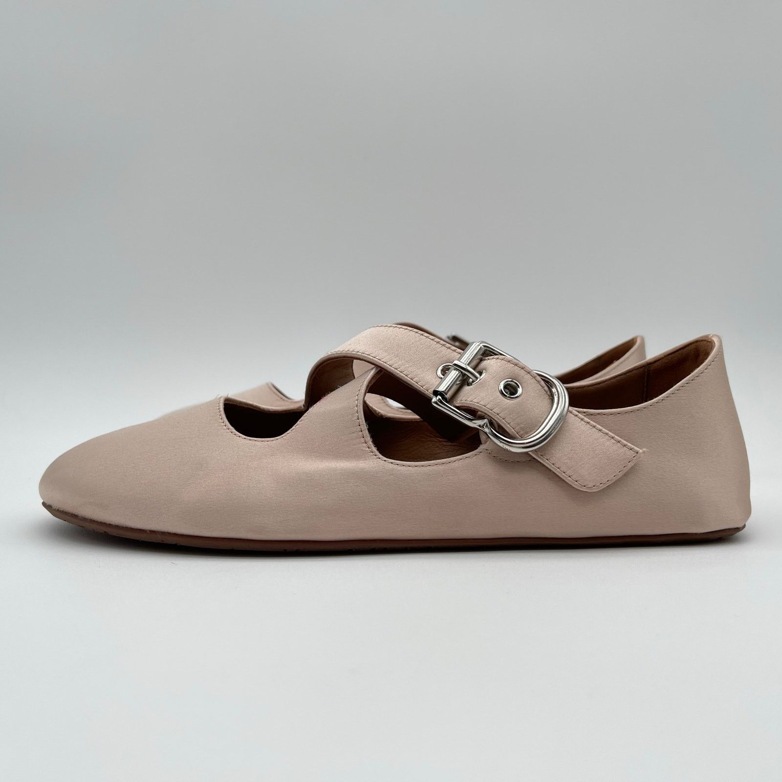 Alaia ALAIA | Criss Cross Satin Ballet Flat in Nude Baby Pink 36 Size US 6 / IT 36 - 8 Thumbnail