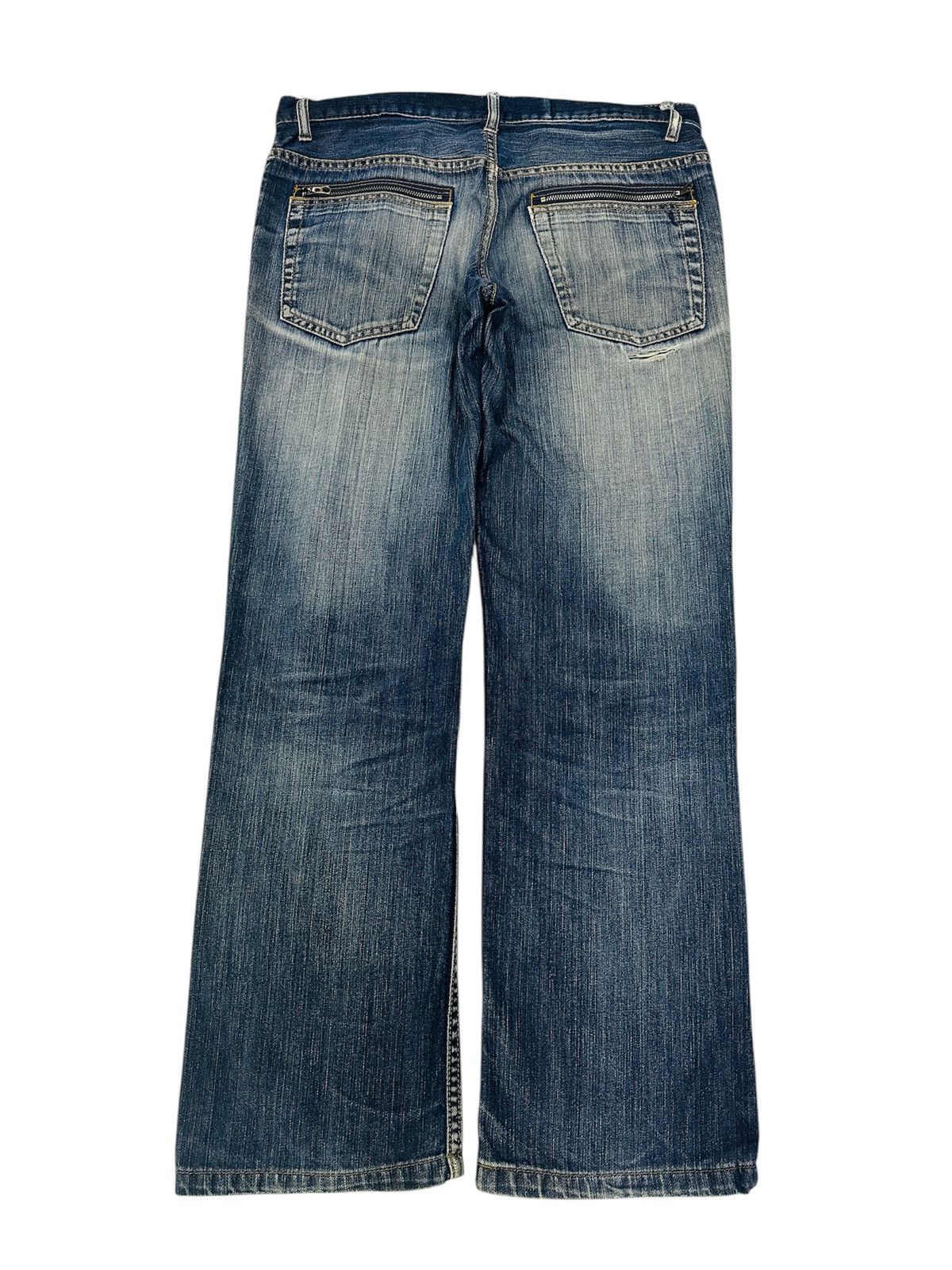 Japanese Brand Vintage JUNMEN Cross Design Distressed Jeans Size US 32 / EU 48 - 2 Thumbnail