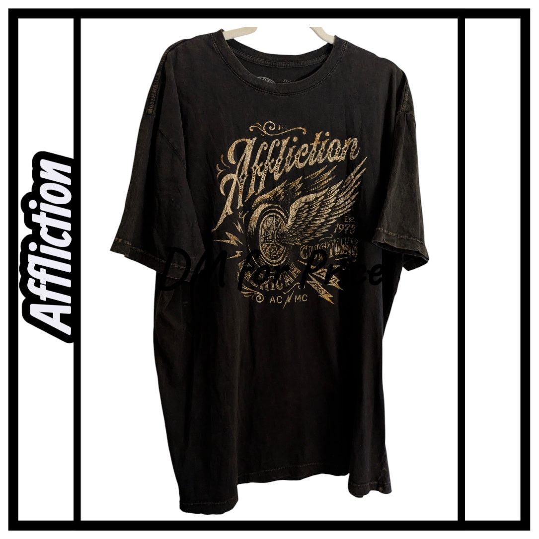 Affliction 3X AFFLICTION American Customs Wings on Wheel T-shirt Size US XXL / EU 58 / 5 - 1 Thumbnail