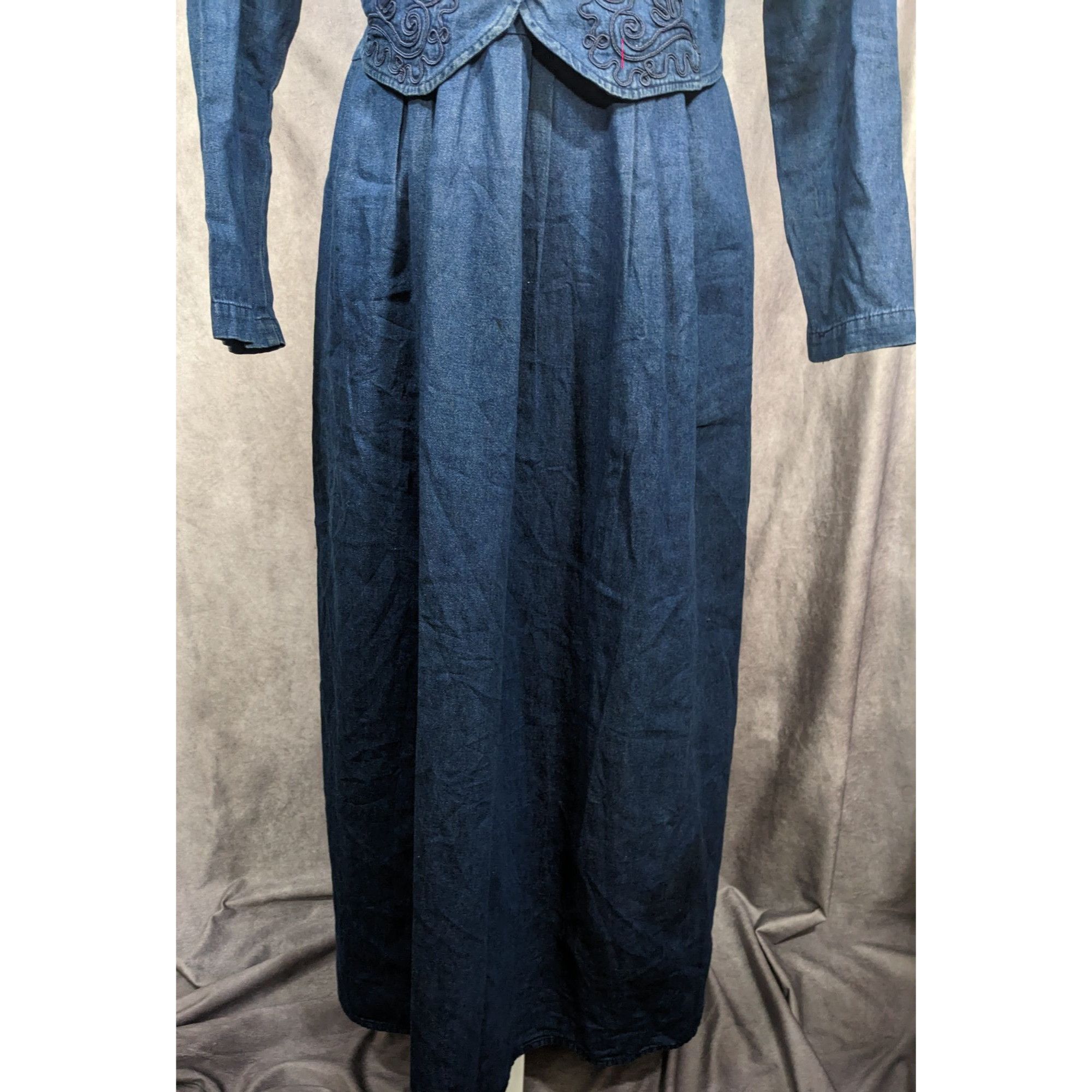 Other Vintage 90s Carol Anderson Denim Maxi Dress With Attached Ve Size XL / US 12-14 / IT 48-50 - 13 Thumbnail