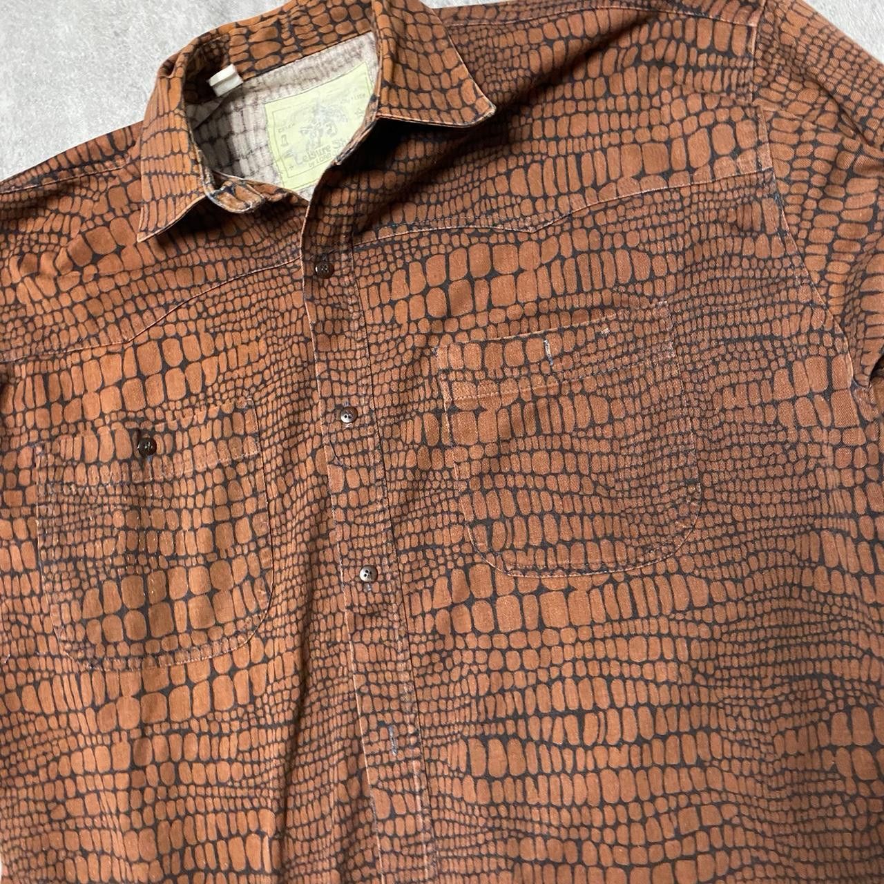 Other Brown crocodile print button-up shirt #western Size US L / EU 52-54 / 3 - 4 Thumbnail