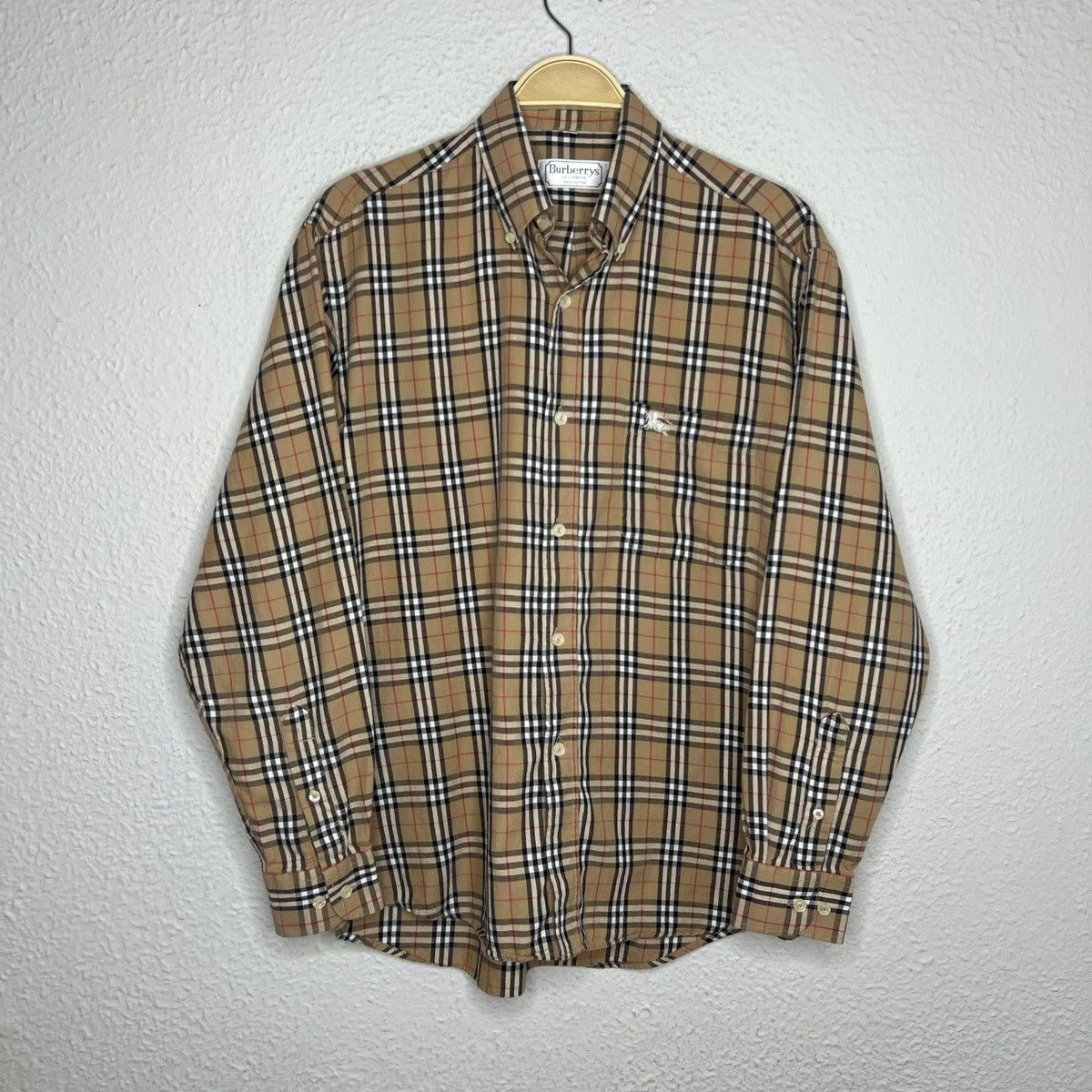 Burberry × Designer × Vintage Vintage Burberry Nova Check Beige Shirt Button Up Beige Size US M / EU 48-50 / 2 - 1 Thumbnail